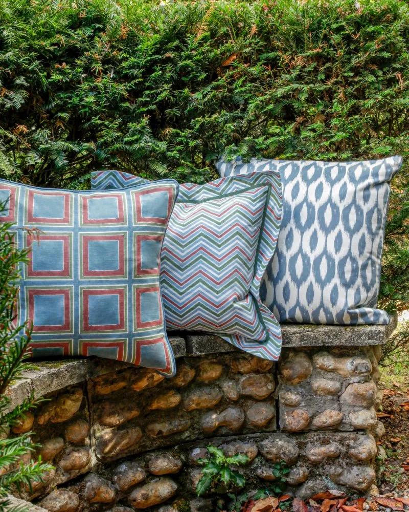 Ikat Outdoor Cushion - Blue