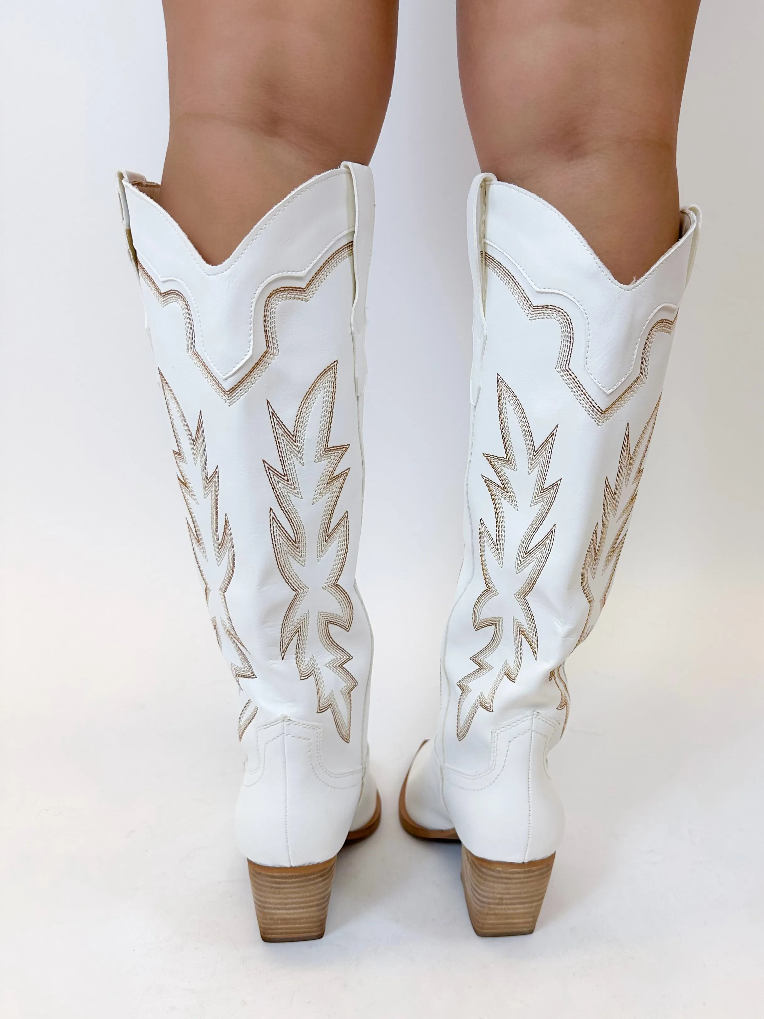 Indigo Tall White Boots