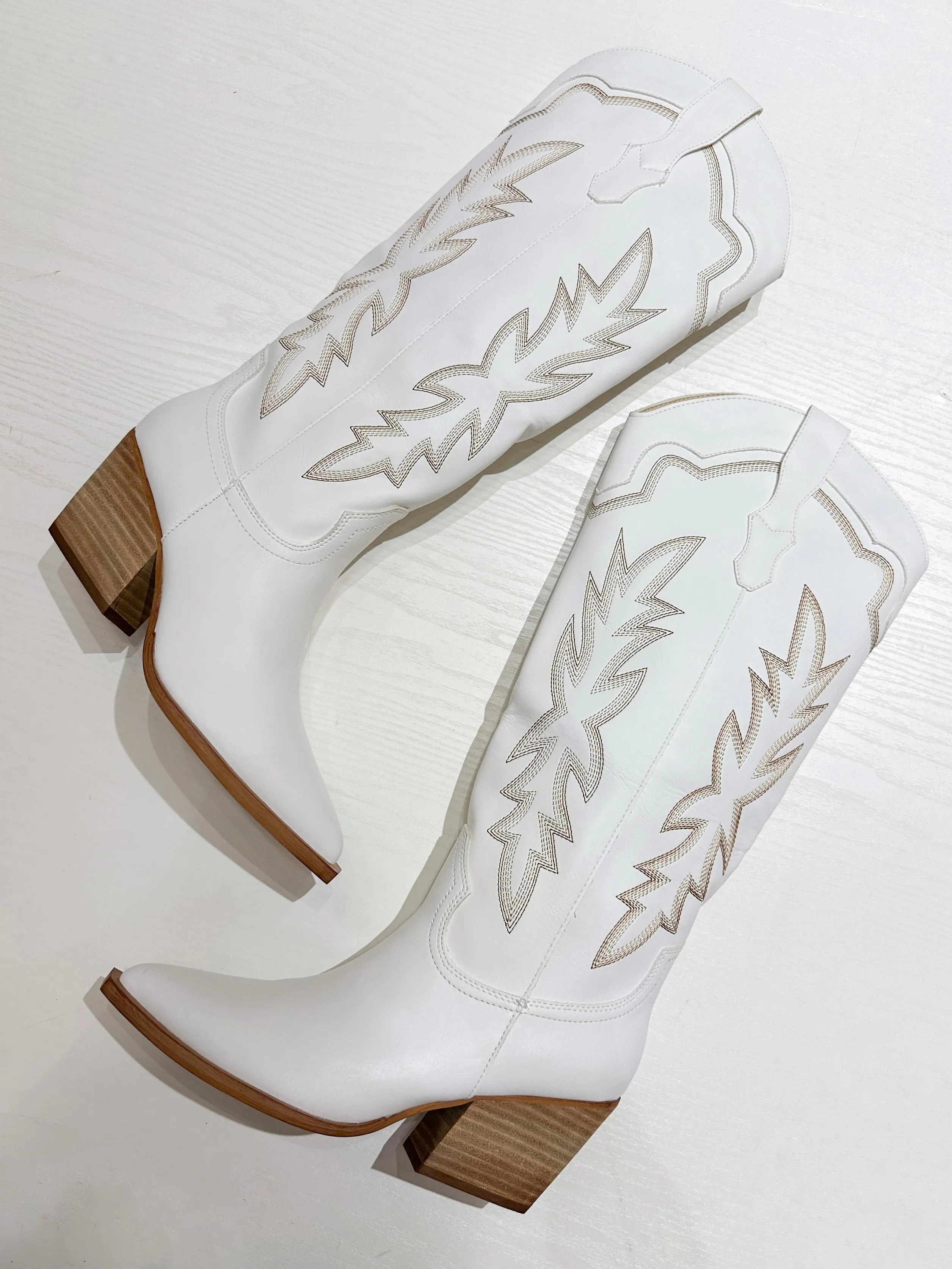 Indigo Tall White Boots