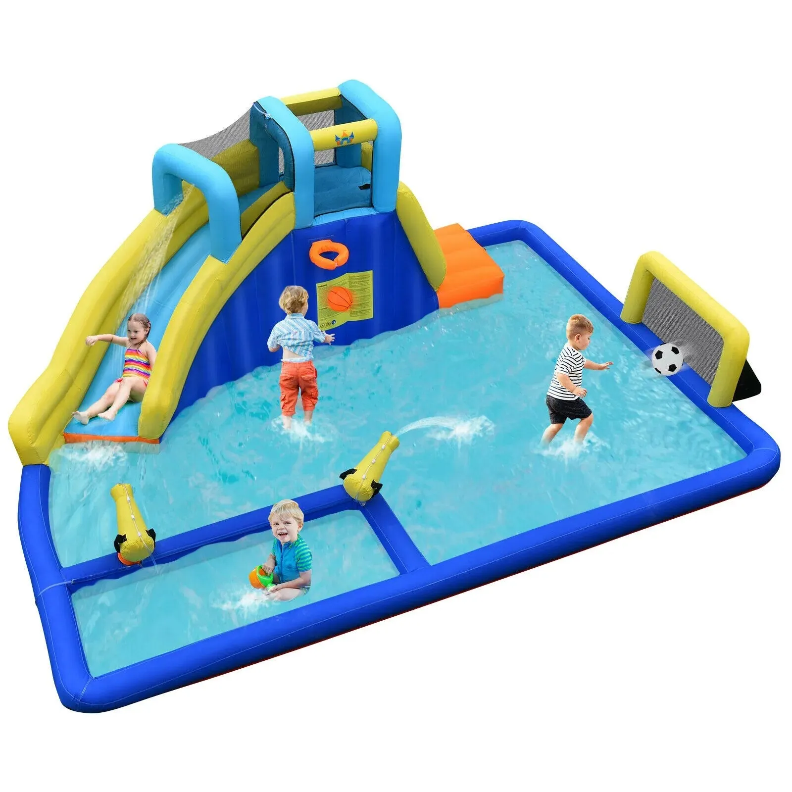 Inflatable Water Slide Bounce House, Water Guns (With or Without Blower)