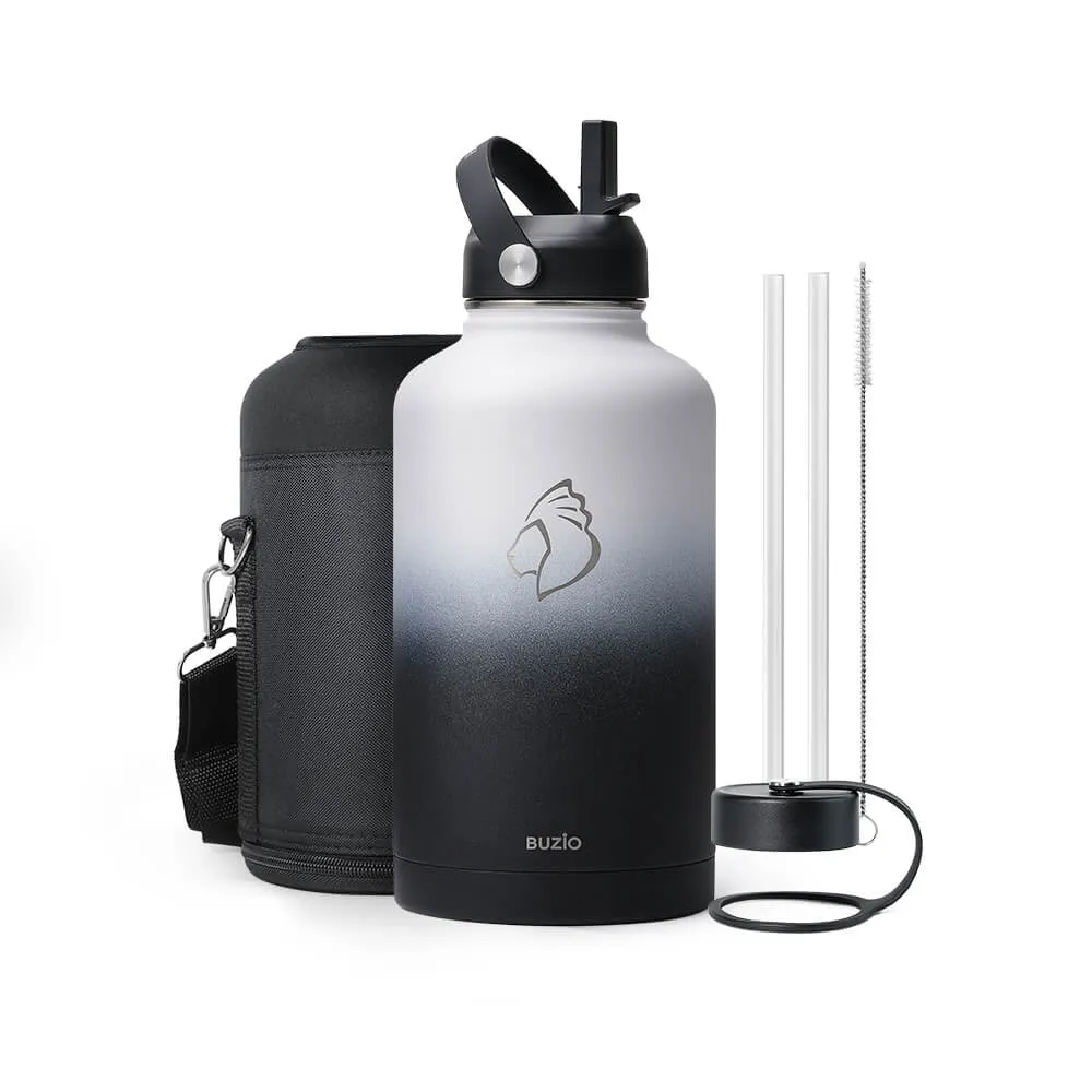 Insulated Water Bottle With 2 Lids | 64oz | Day & Night