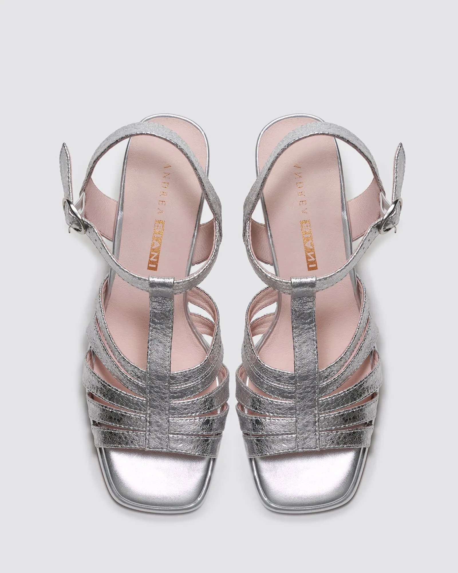 IRIS BLOCK HEELS SILVER CRACKLE LEATHER