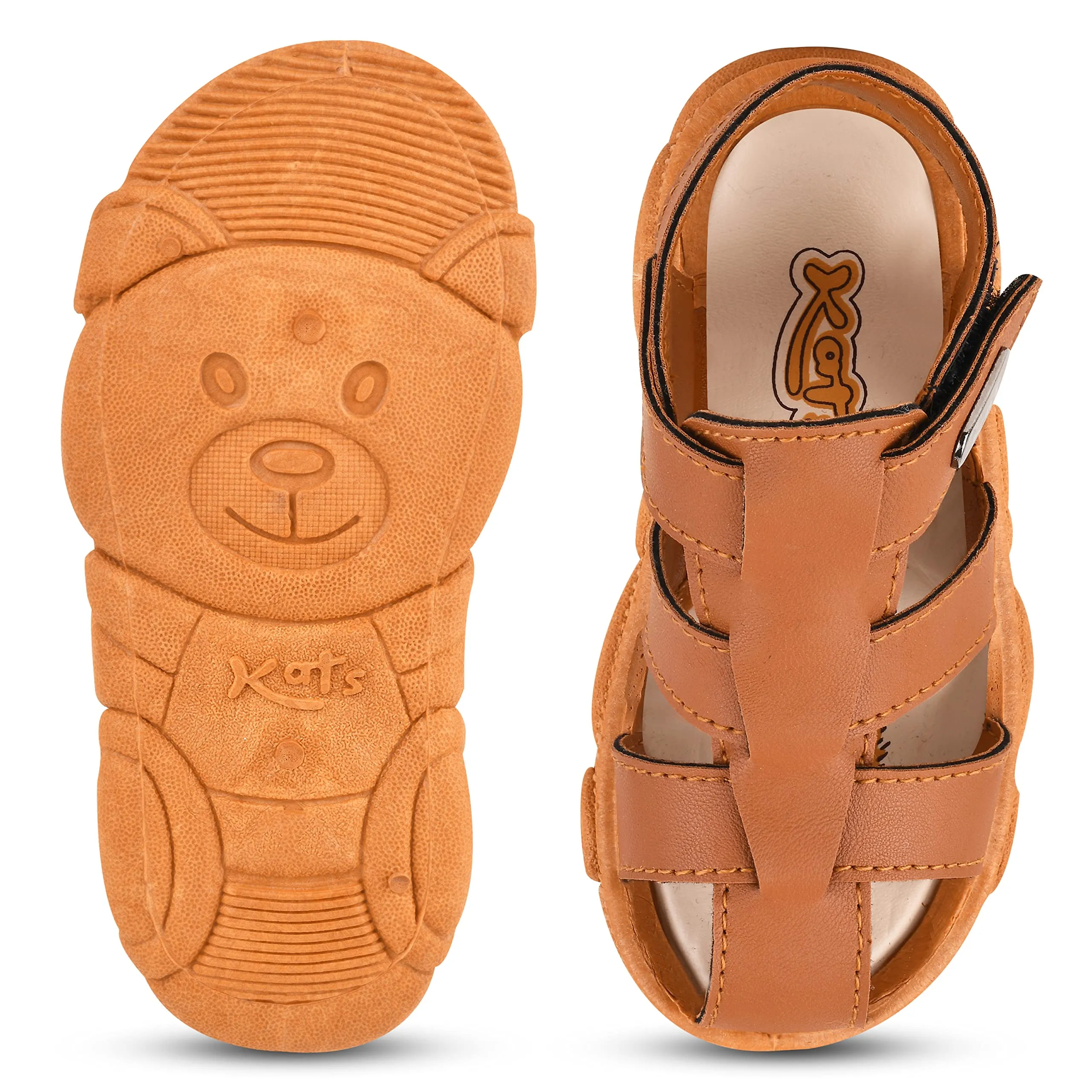 KATS Kids Flat Printed Sandal Walnut for Kids Boys & Girls (2.5 Years to 5 Years) Color: Brown, Size: 11C