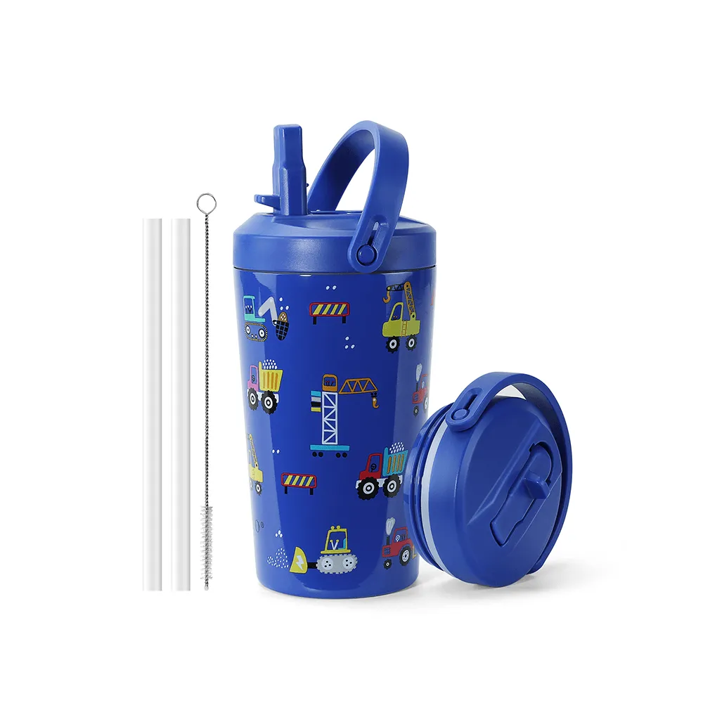 Kids Tumbler with Straw Lid | 14oz | Blue Car World