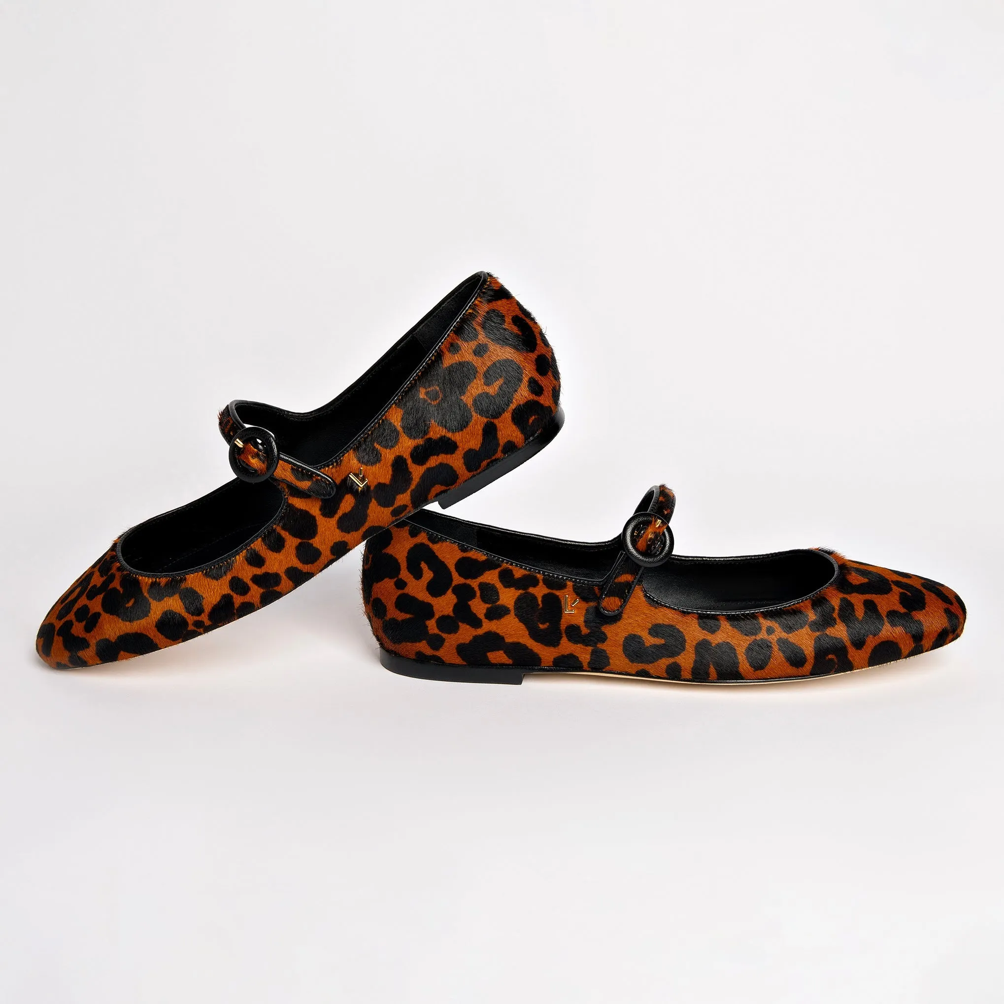 Larroude Blair Ballet Flat In Leopard Print Calf Hair