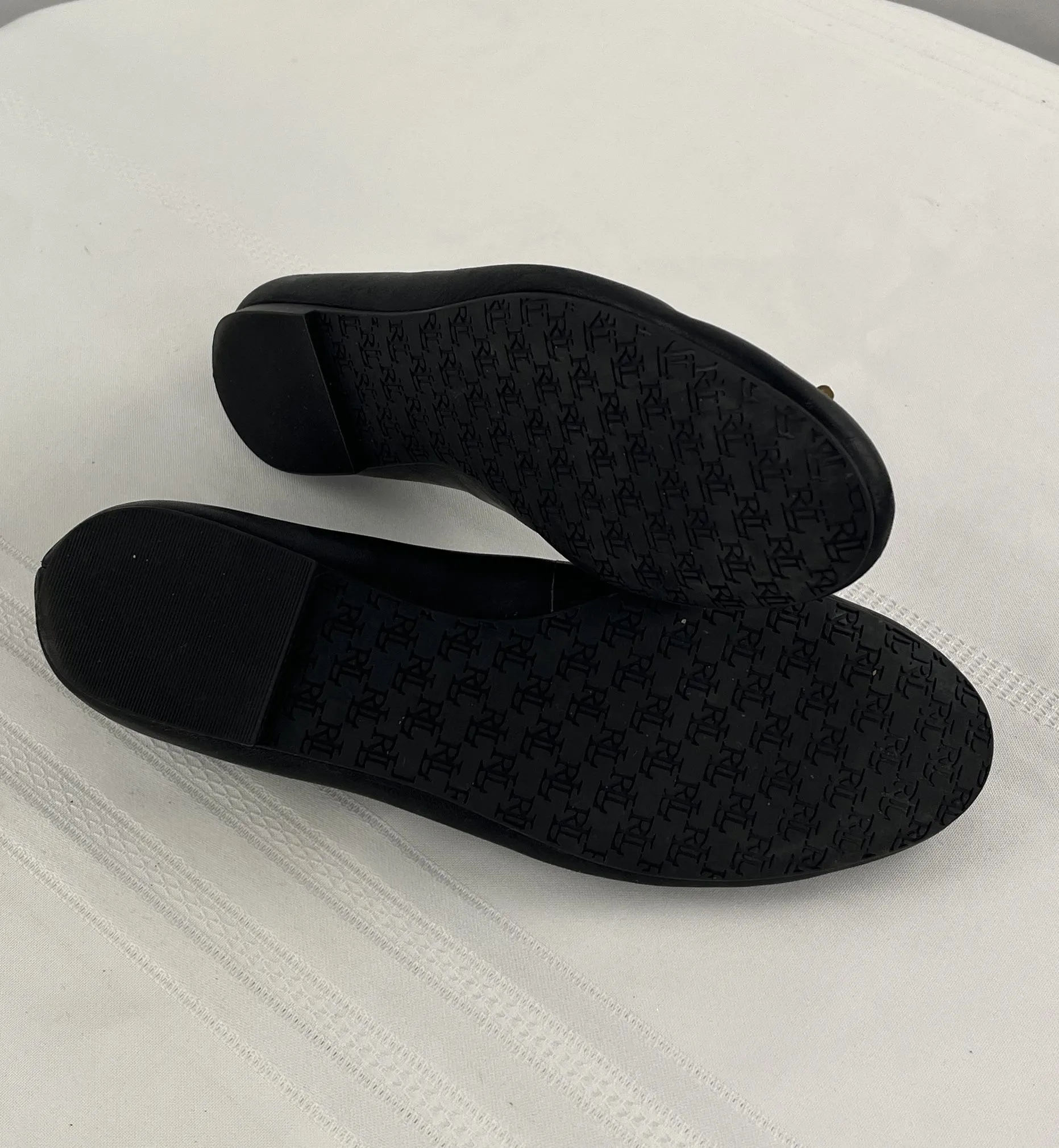 Lauren Ralph Lauren Women's Jayna Soft Nappa Black Leather Slip On Shoes Size 7