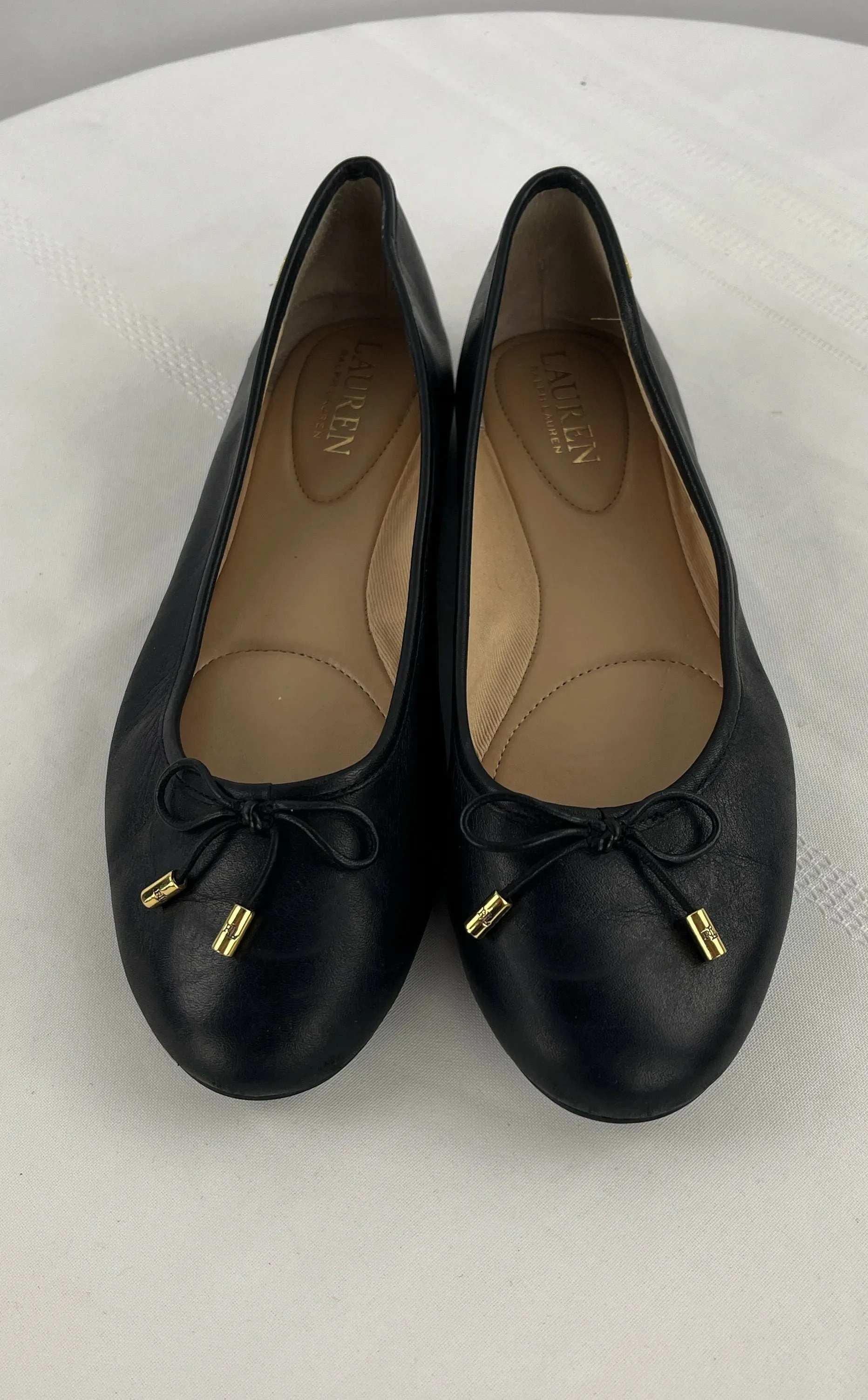 Lauren Ralph Lauren Women's Jayna Soft Nappa Black Leather Slip On Shoes Size 7
