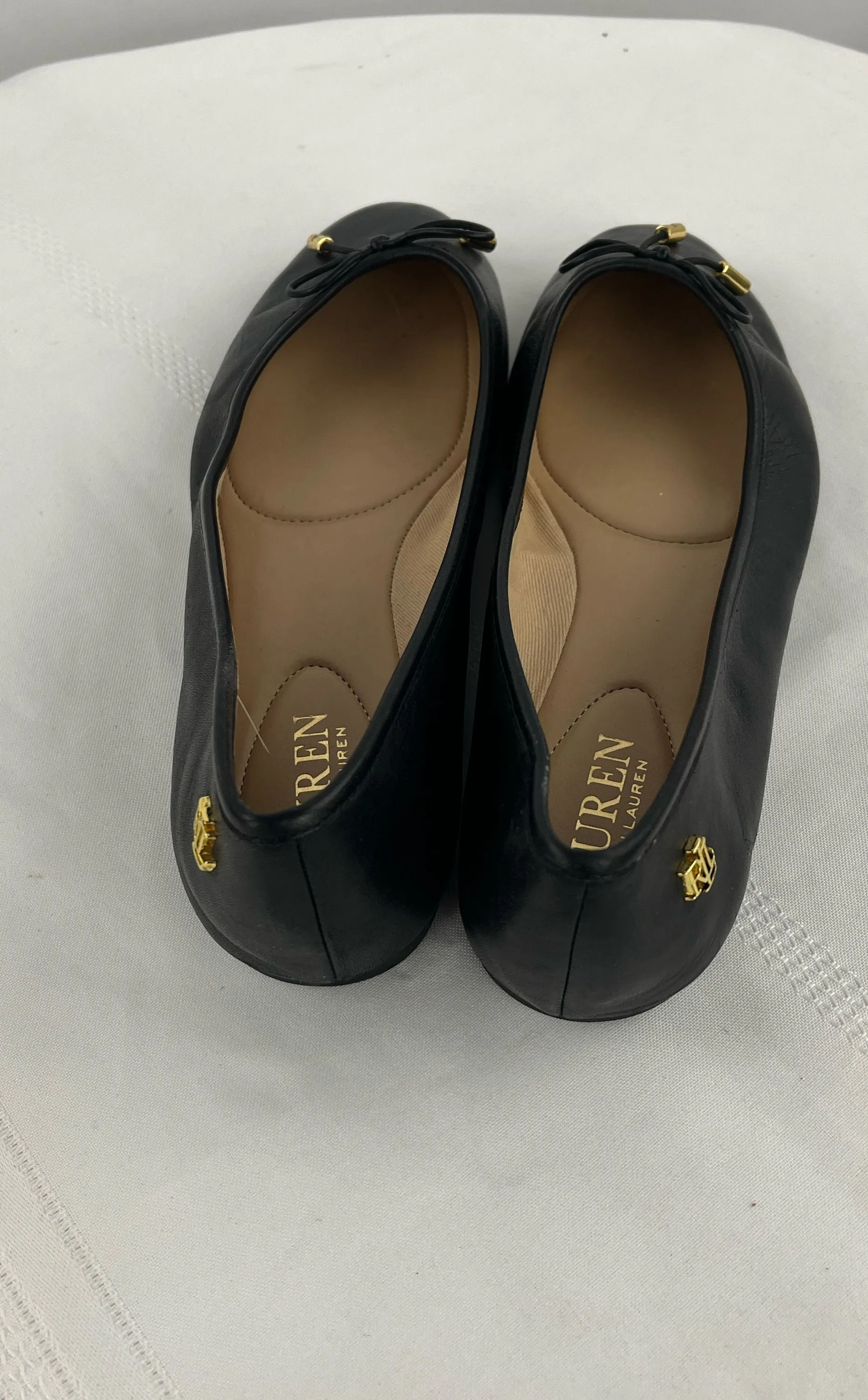 Lauren Ralph Lauren Women's Jayna Soft Nappa Black Leather Slip On Shoes Size 7