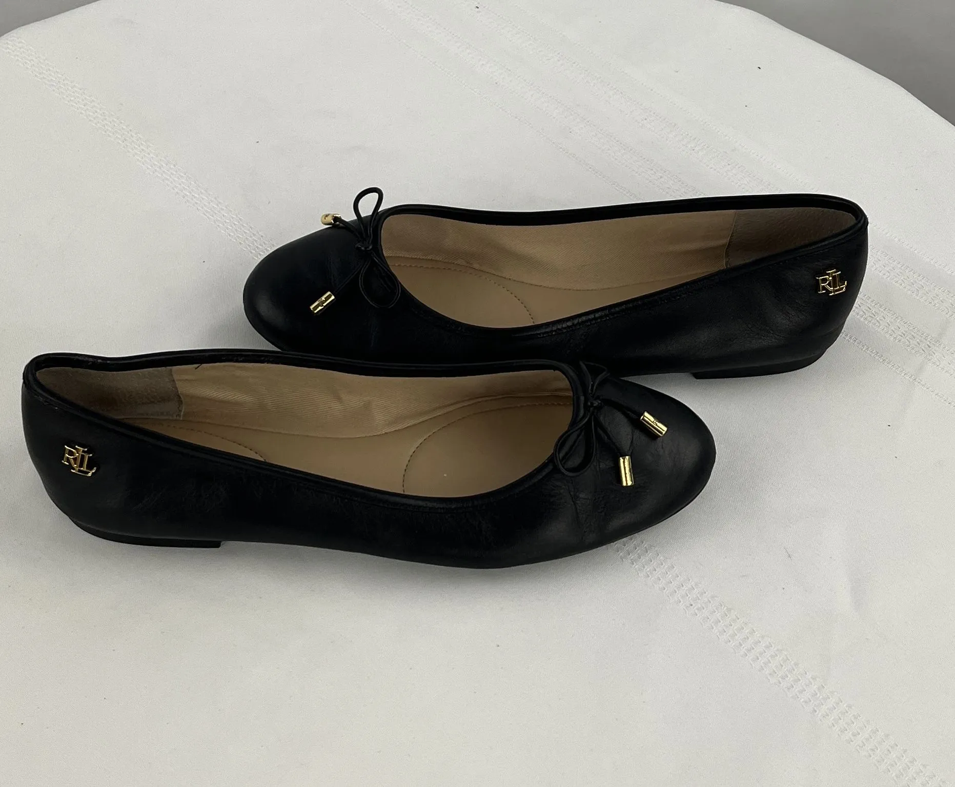 Lauren Ralph Lauren Women's Jayna Soft Nappa Black Leather Slip On Shoes Size 7