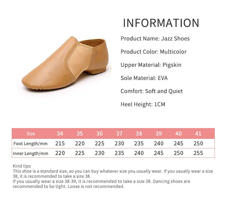 Leather Soft Sole Dance Exercise Shoes Low Heel Jazz Shoes