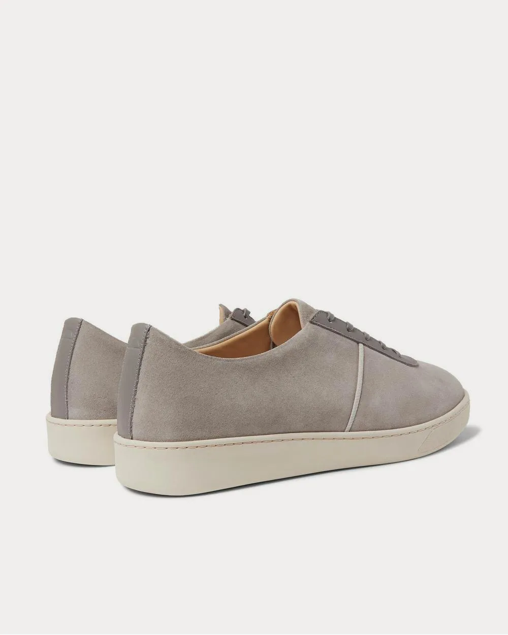 Leather-Trimmed Suede  Gray low top sneakers