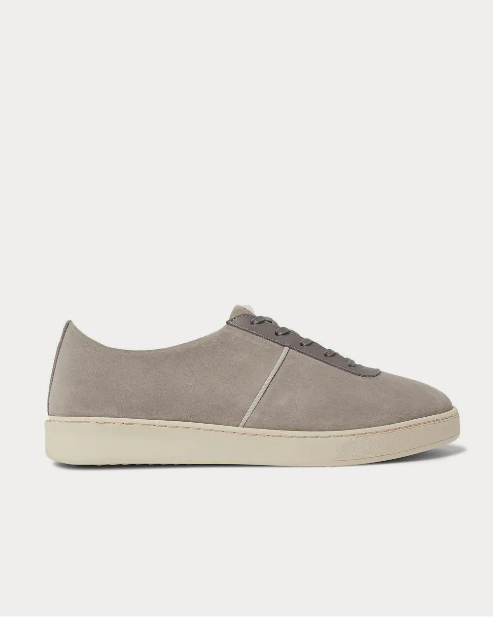 Leather-Trimmed Suede  Gray low top sneakers