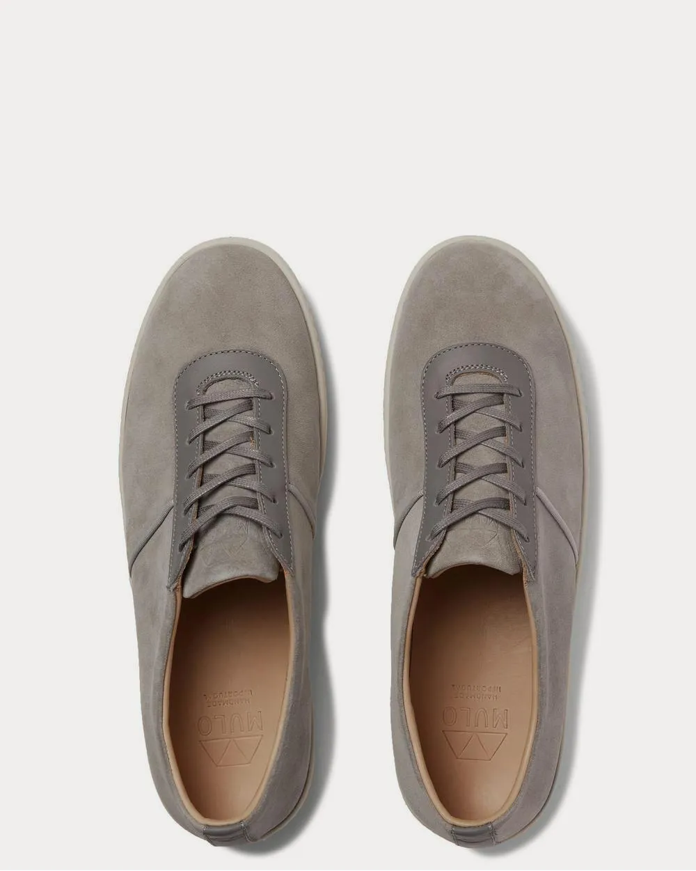 Leather-Trimmed Suede  Gray low top sneakers