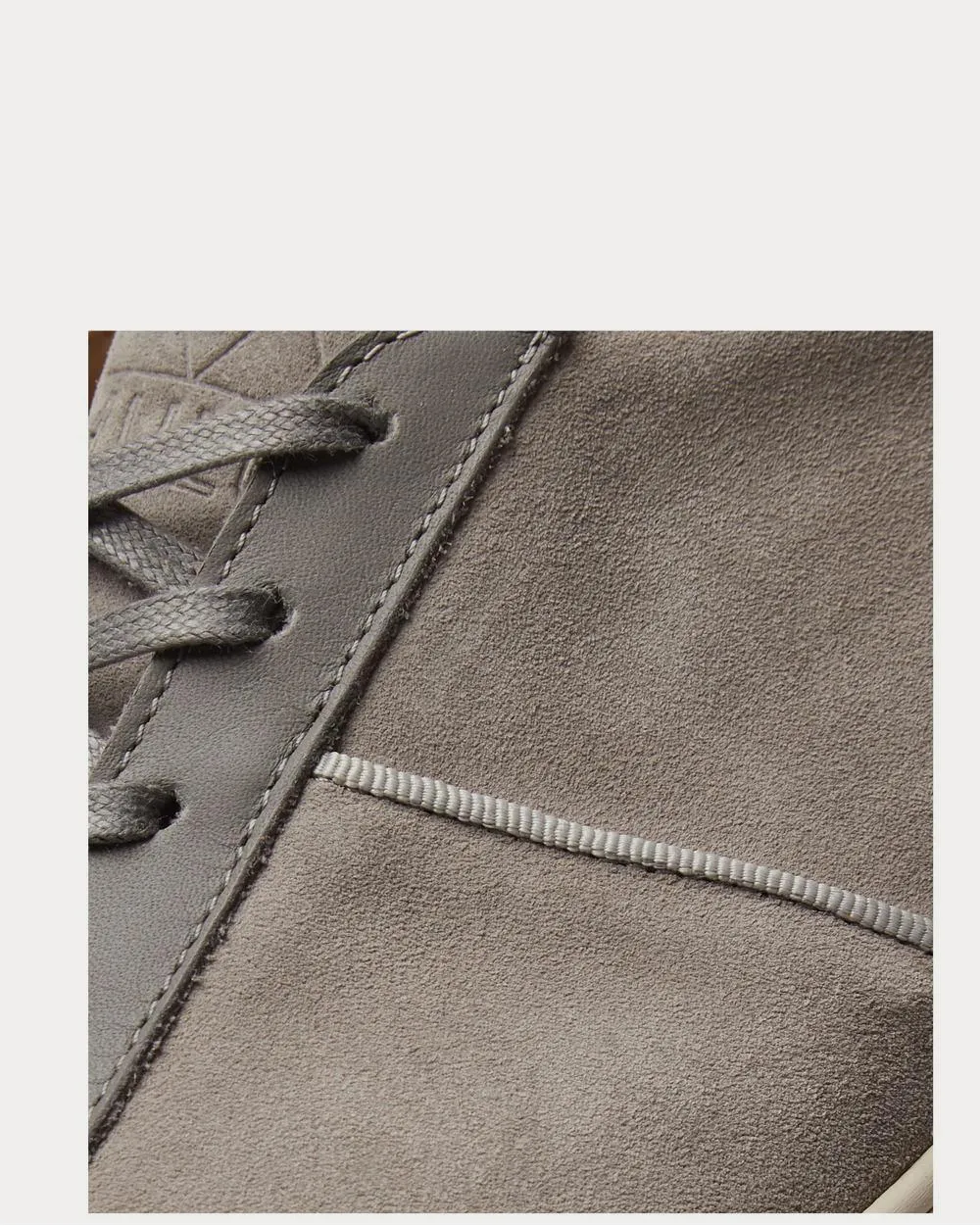Leather-Trimmed Suede  Gray low top sneakers