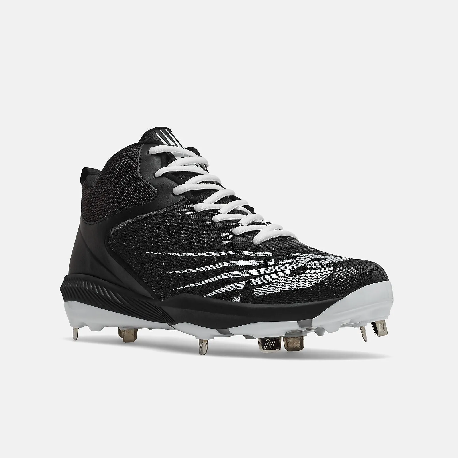 New Balance FuelCell Mid 4040v6 2E Fit - Black/White Metal Cleats