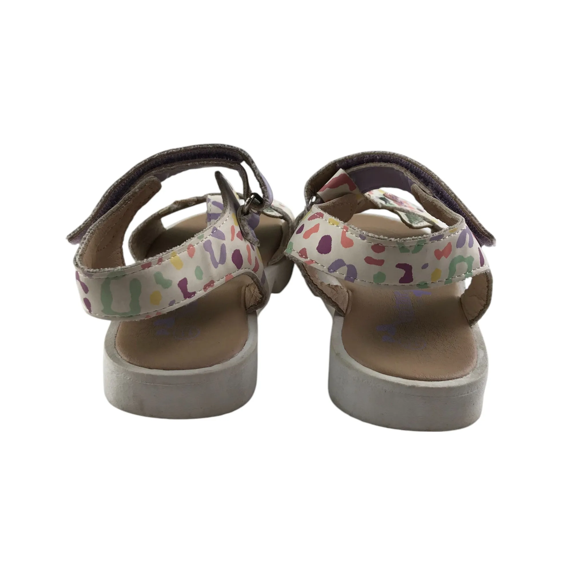 Nutmeg sandals shoe size 11 junior white animal print straps with cat face