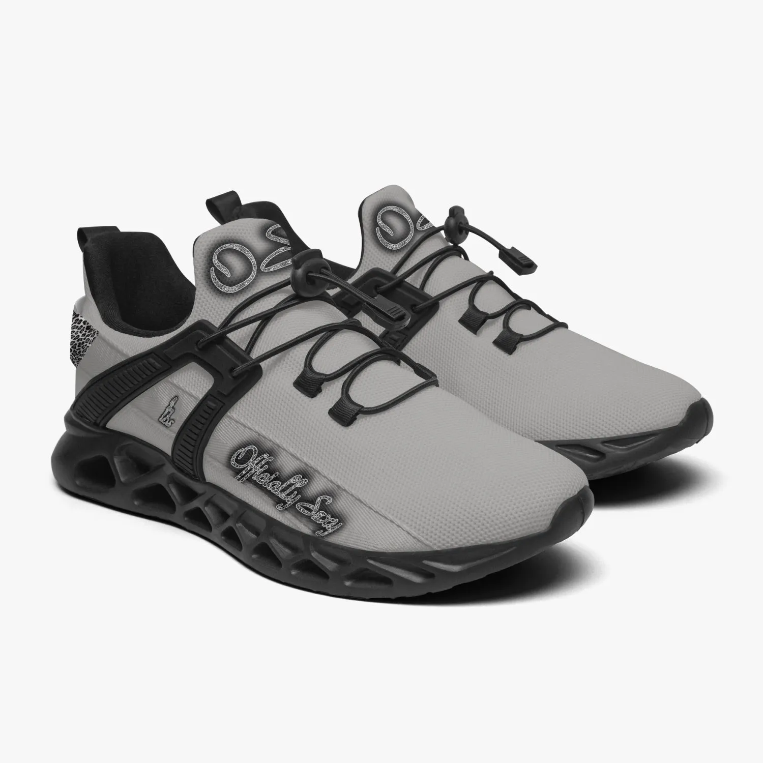Officially Sexy Snow Leopard Collection Grey Unisex Mesh Running Shoes