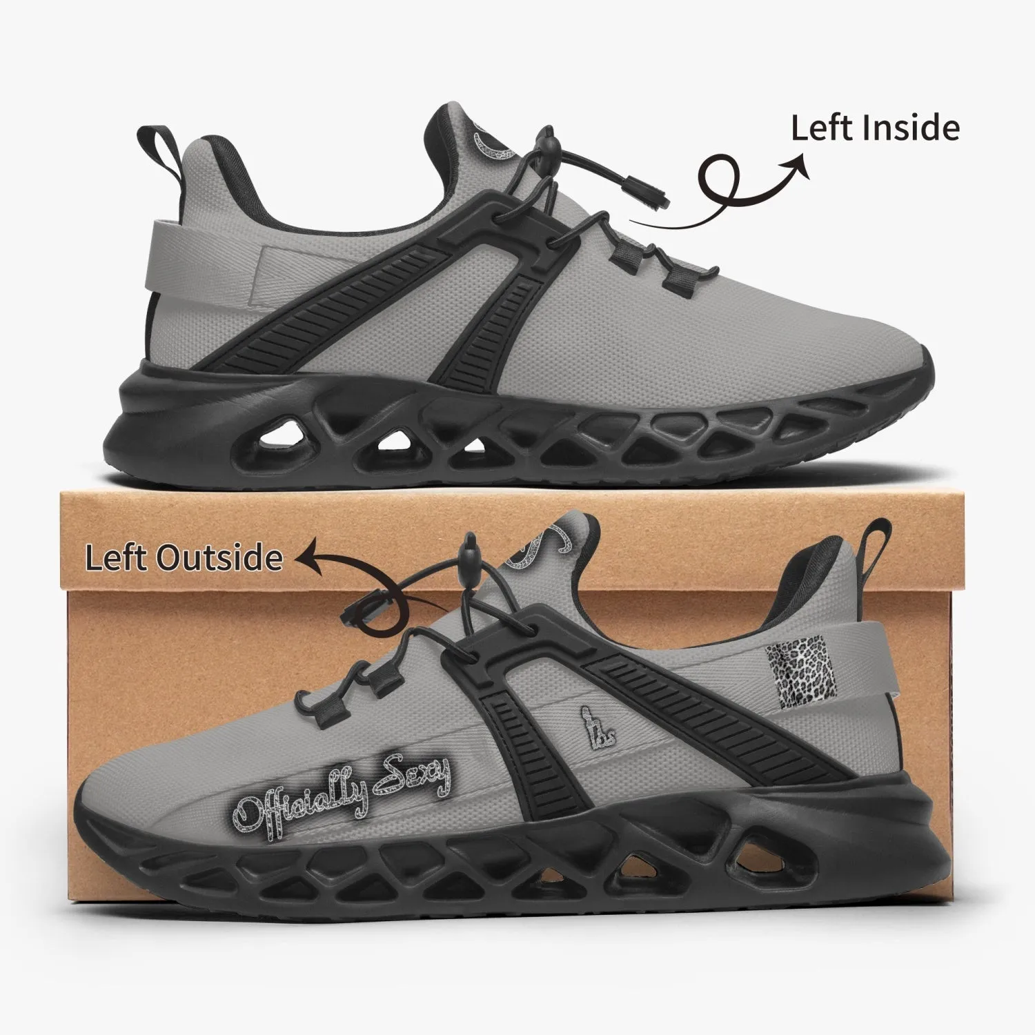 Officially Sexy Snow Leopard Collection Grey Unisex Mesh Running Shoes