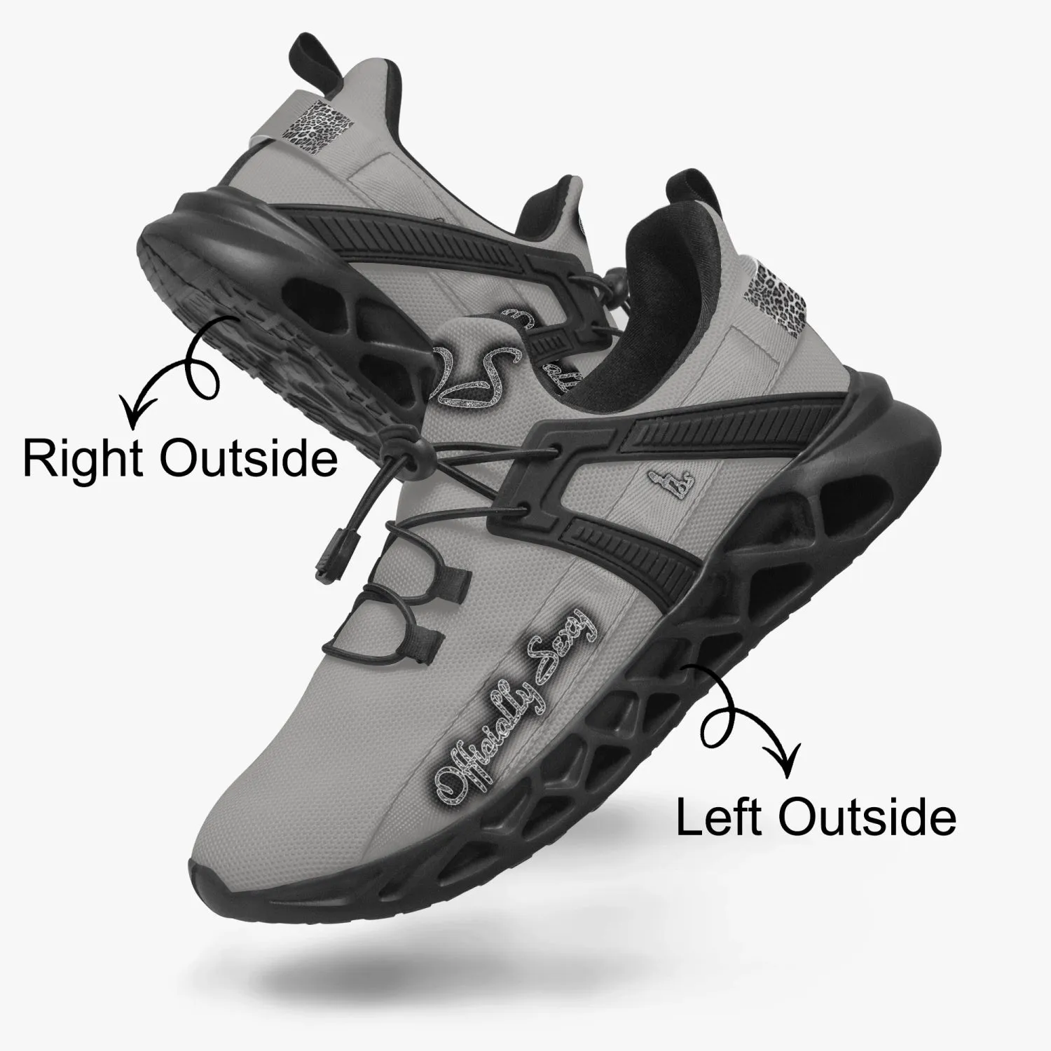 Officially Sexy Snow Leopard Collection Grey Unisex Mesh Running Shoes