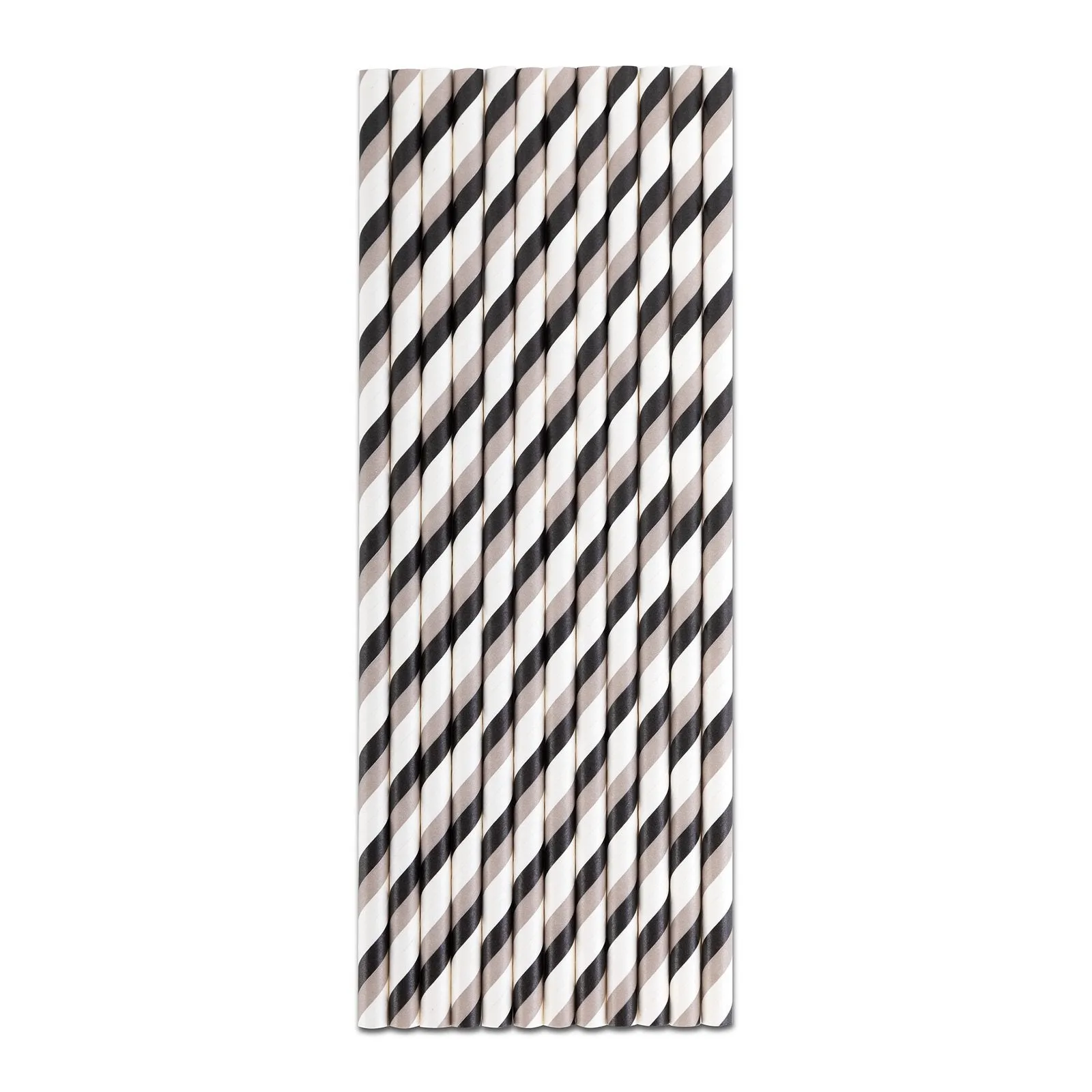 Party Paper Straw - Black and Gray Double Stripe