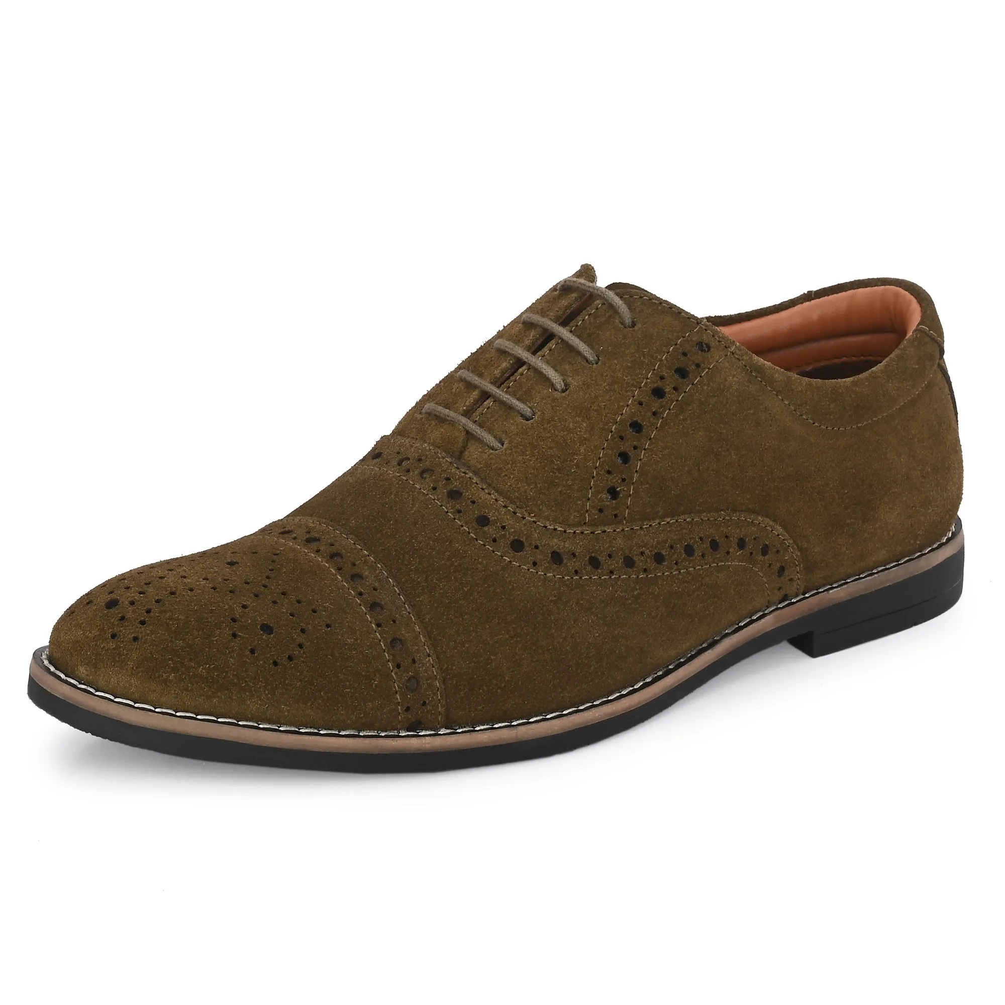 Peerless Suede Leather Brogue Derby Lace Ups
