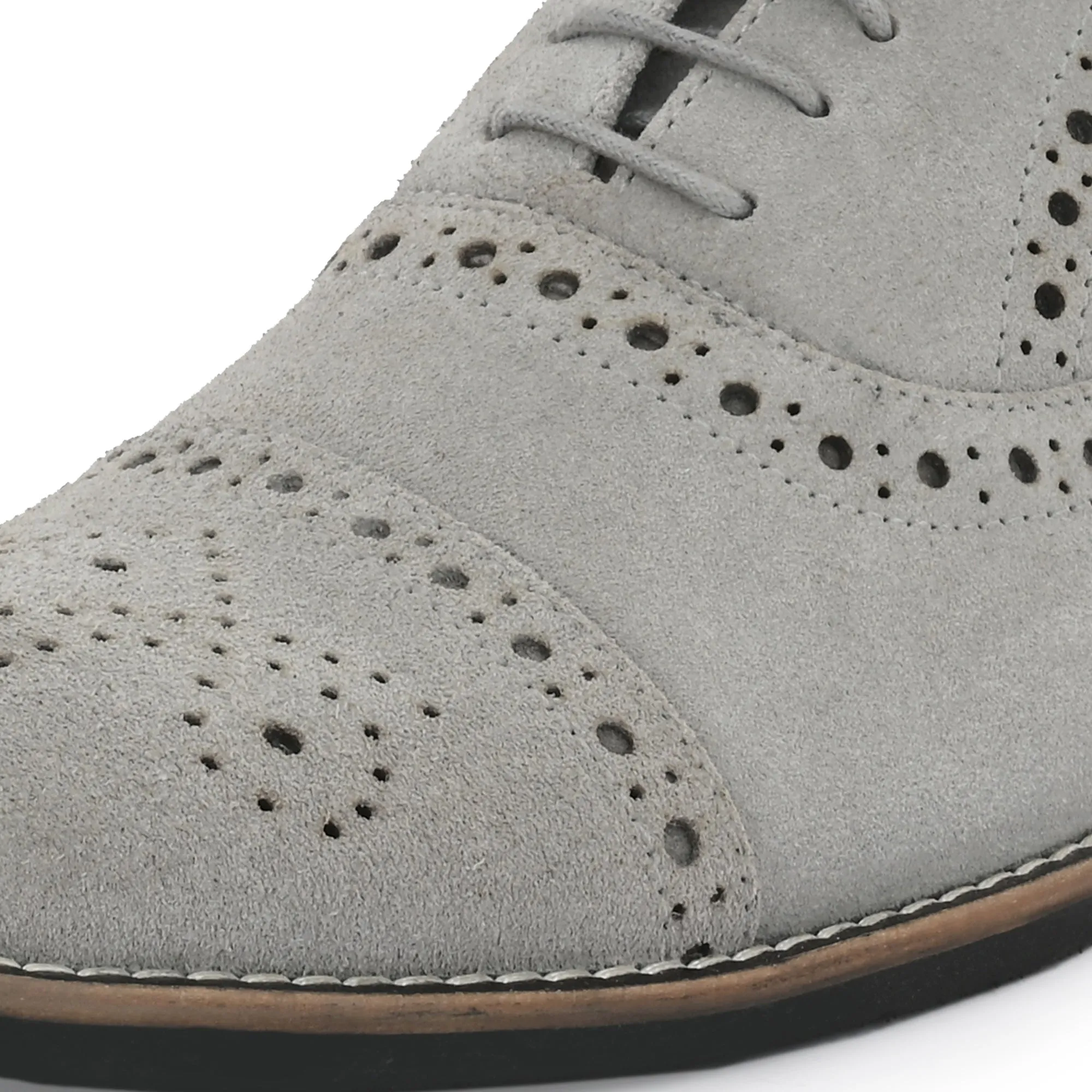 Peerless Suede Leather Brogue Derby Lace Ups