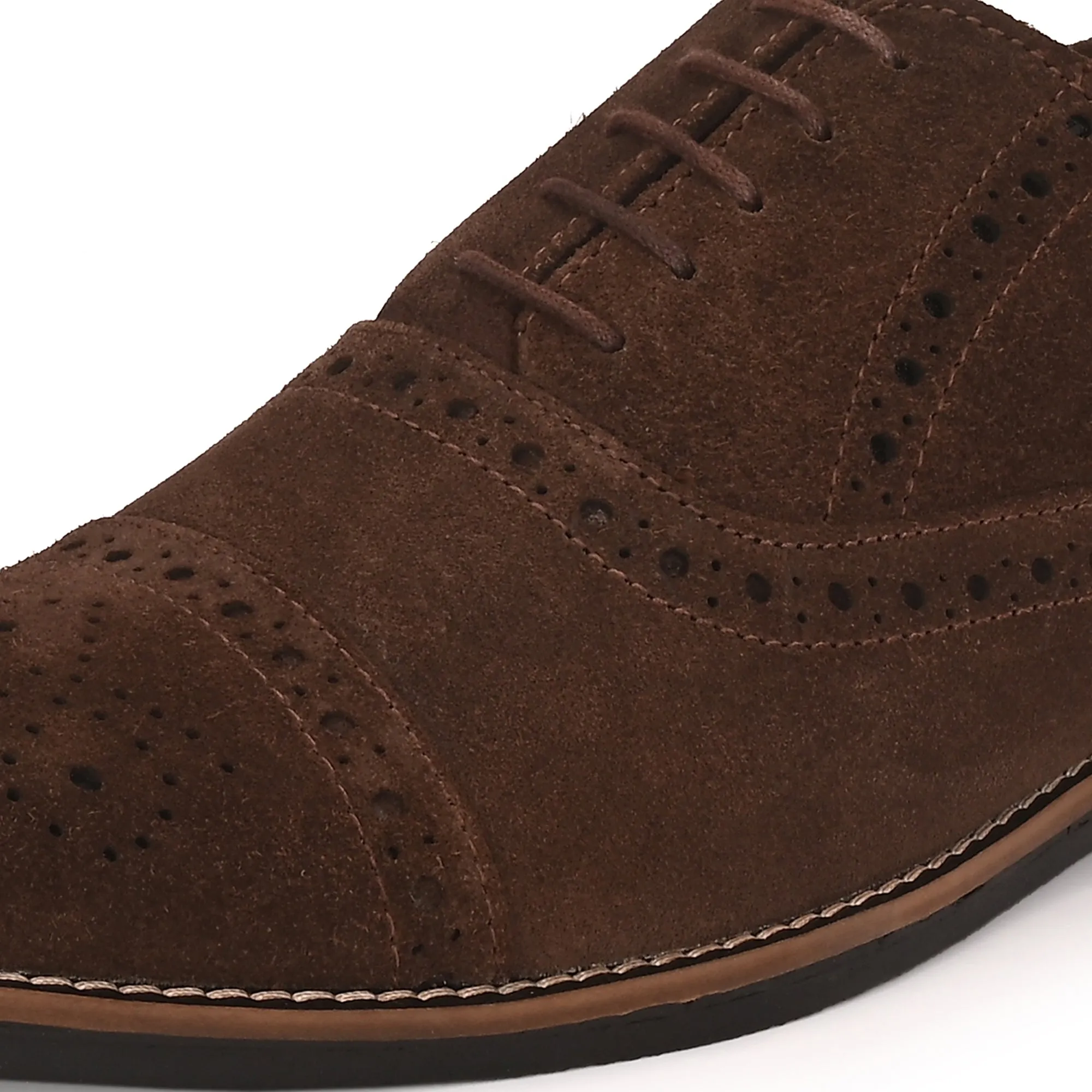 Peerless Suede Leather Brogue Derby Lace Ups