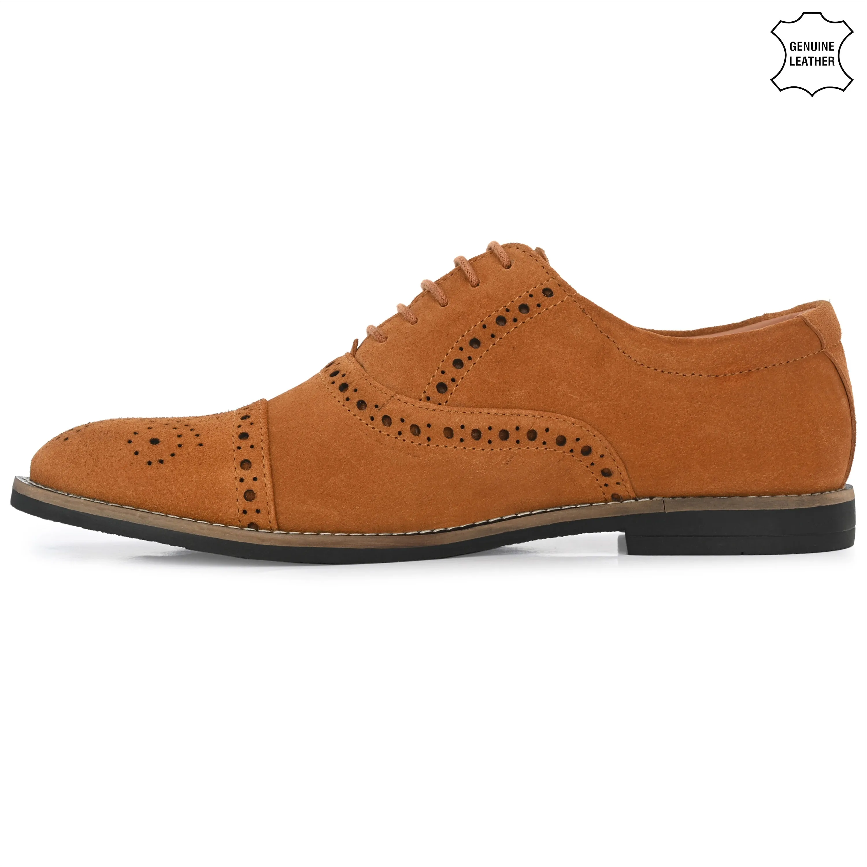 Peerless Suede Leather Brogue Derby Lace Ups