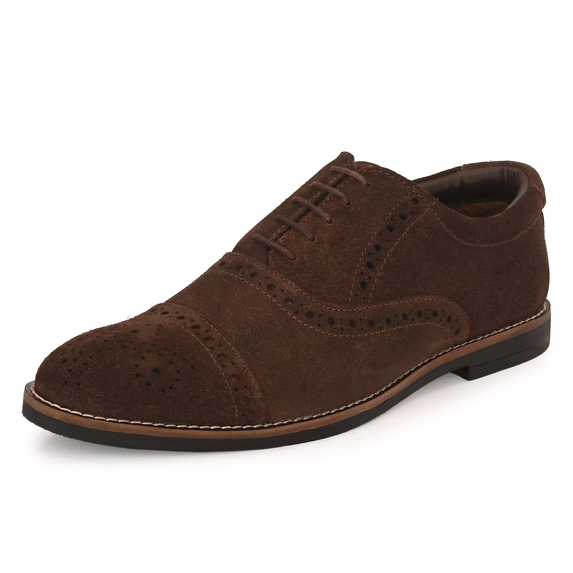 Peerless Suede Leather Brogue Derby Lace Ups