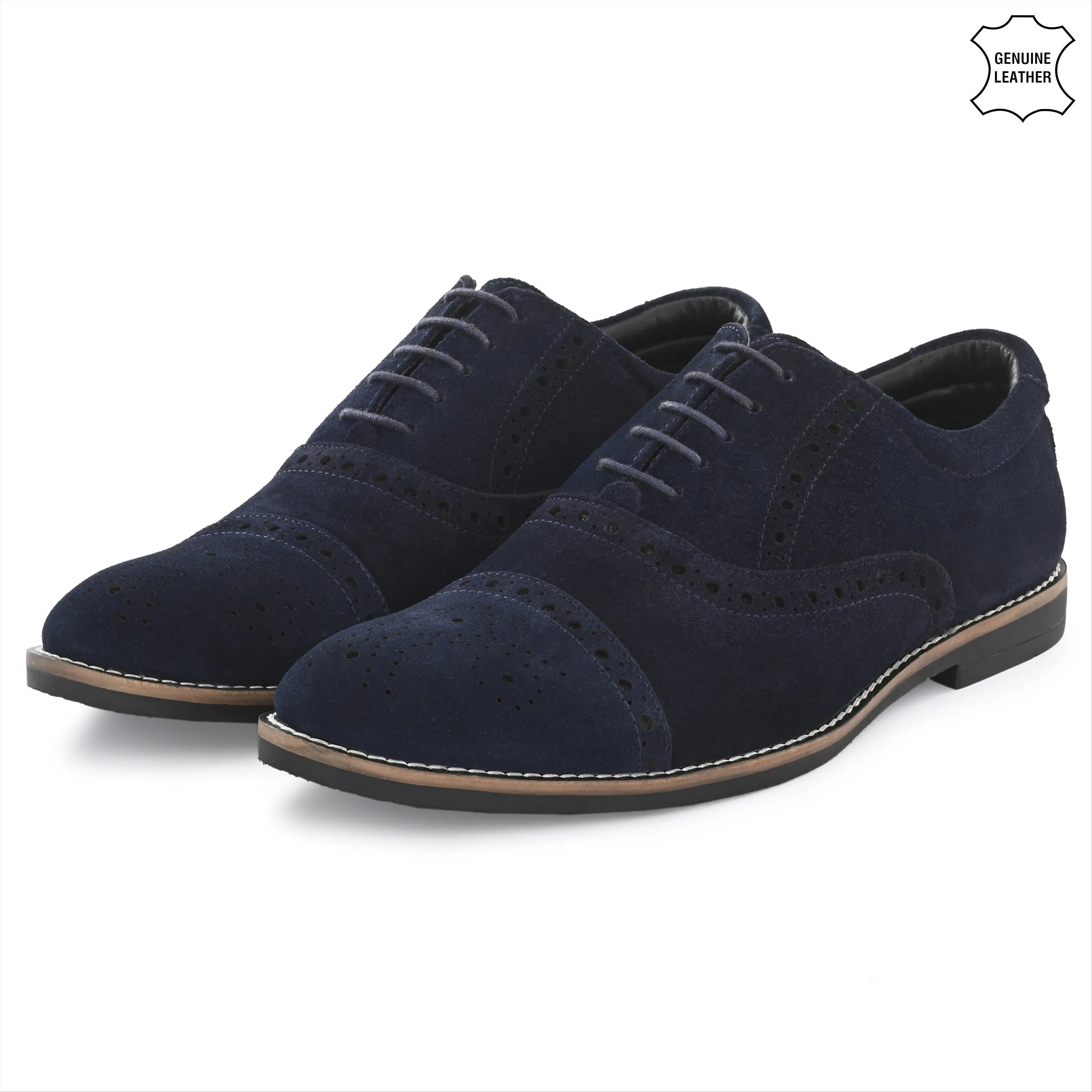 Peerless Suede Leather Brogue Derby Lace Ups