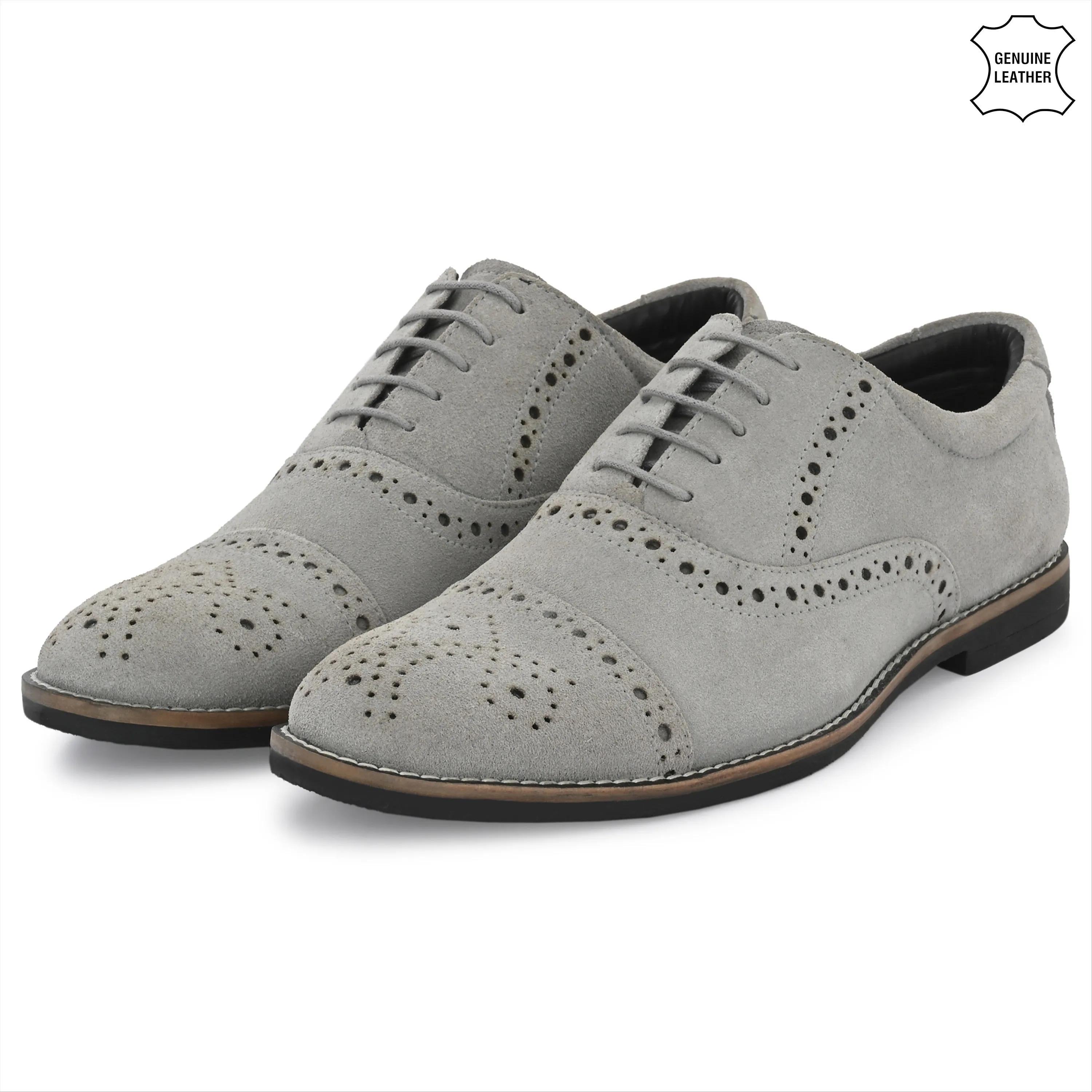 Peerless Suede Leather Brogue Derby Lace Ups