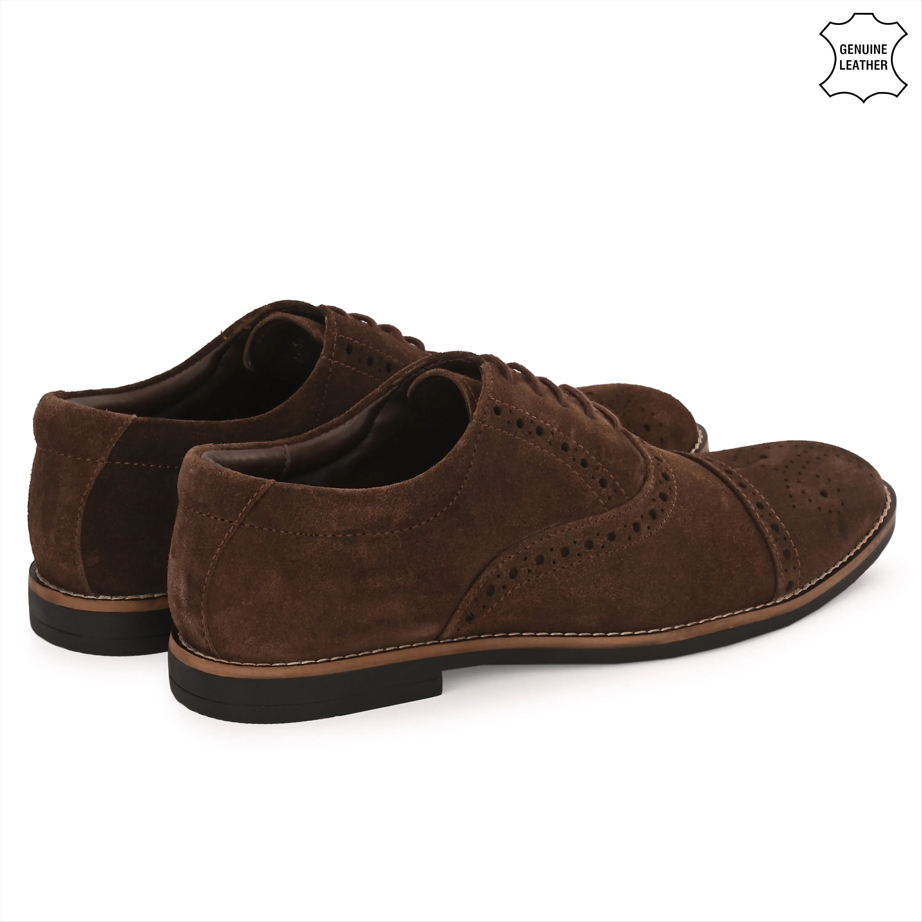 Peerless Suede Leather Brogue Derby Lace Ups