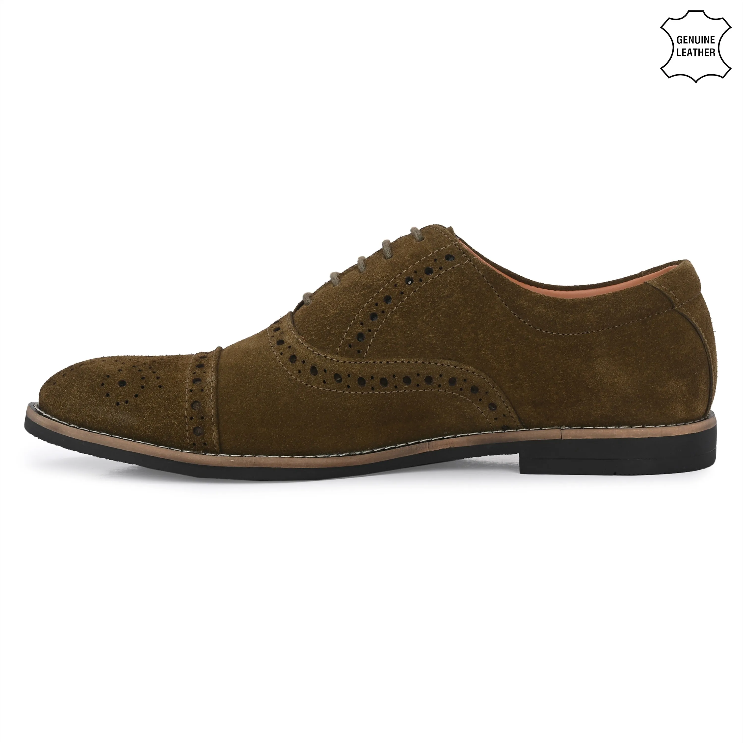Peerless Suede Leather Brogue Derby Lace Ups