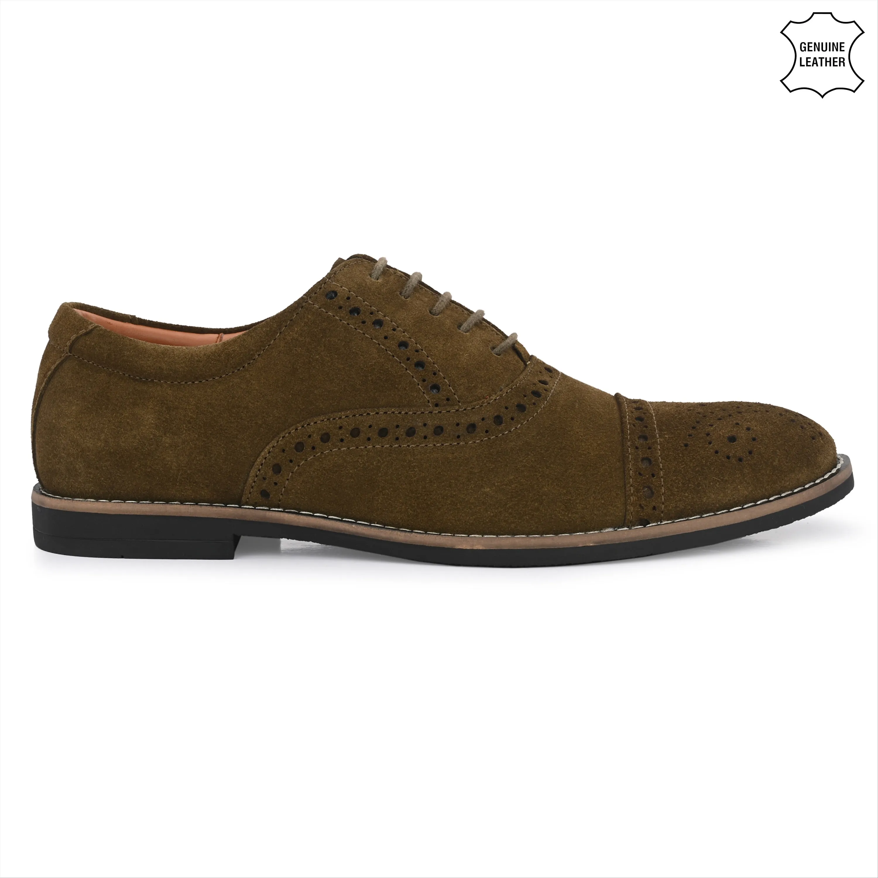 Peerless Suede Leather Brogue Derby Lace Ups