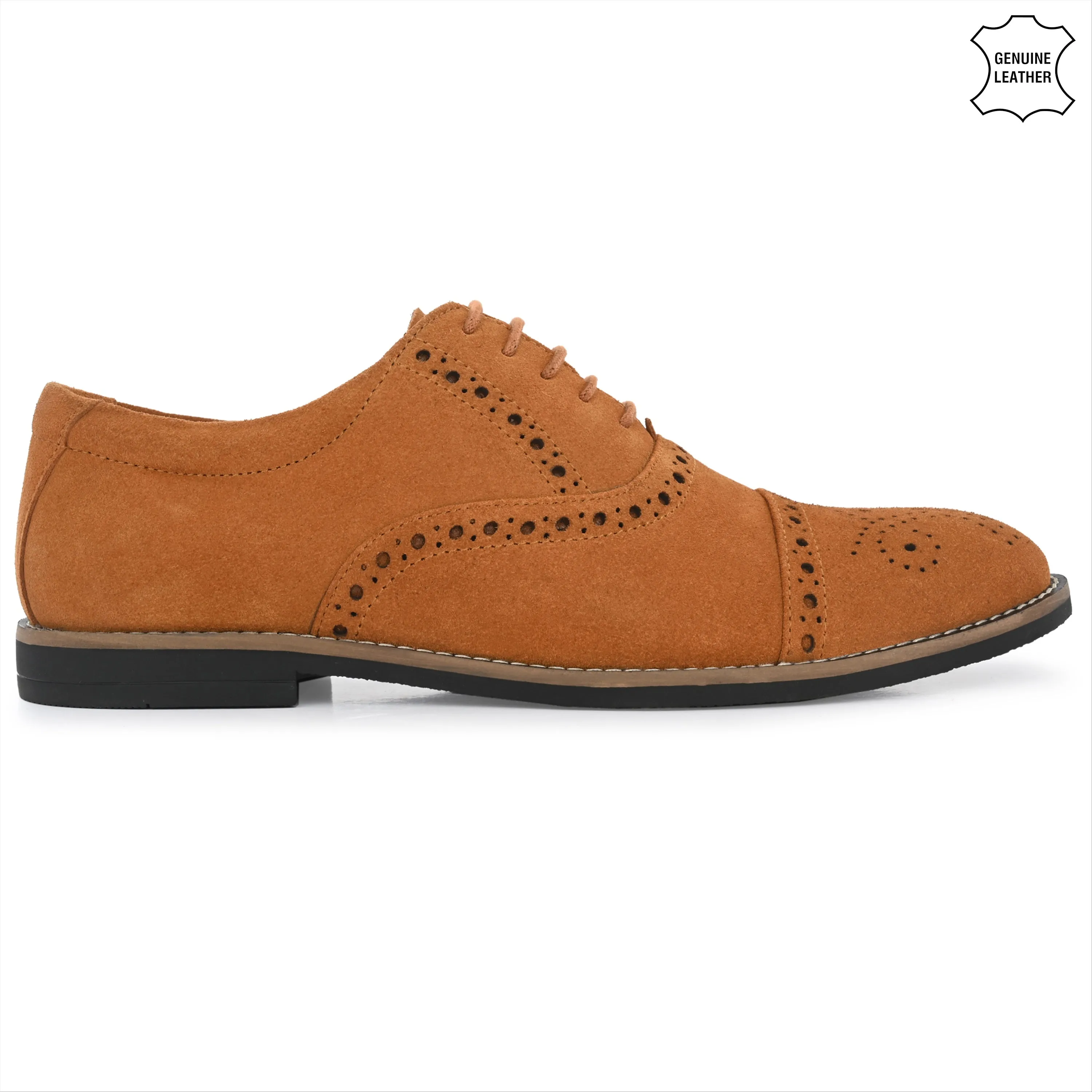 Peerless Suede Leather Brogue Derby Lace Ups