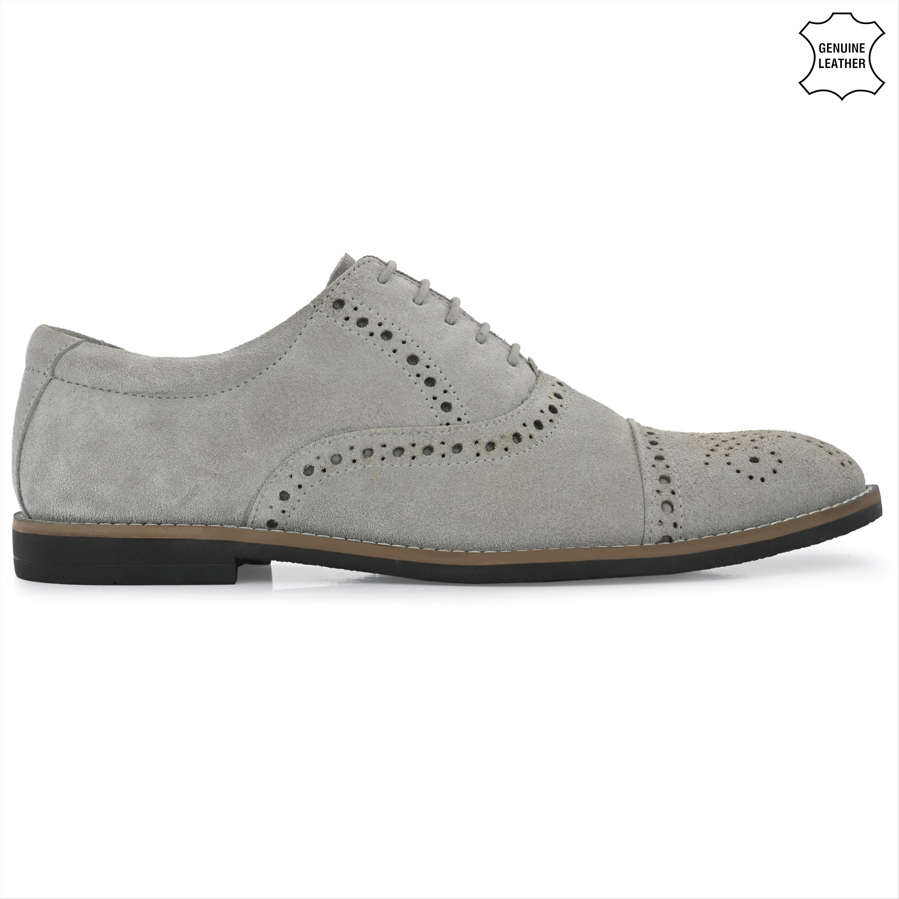 Peerless Suede Leather Brogue Derby Lace Ups