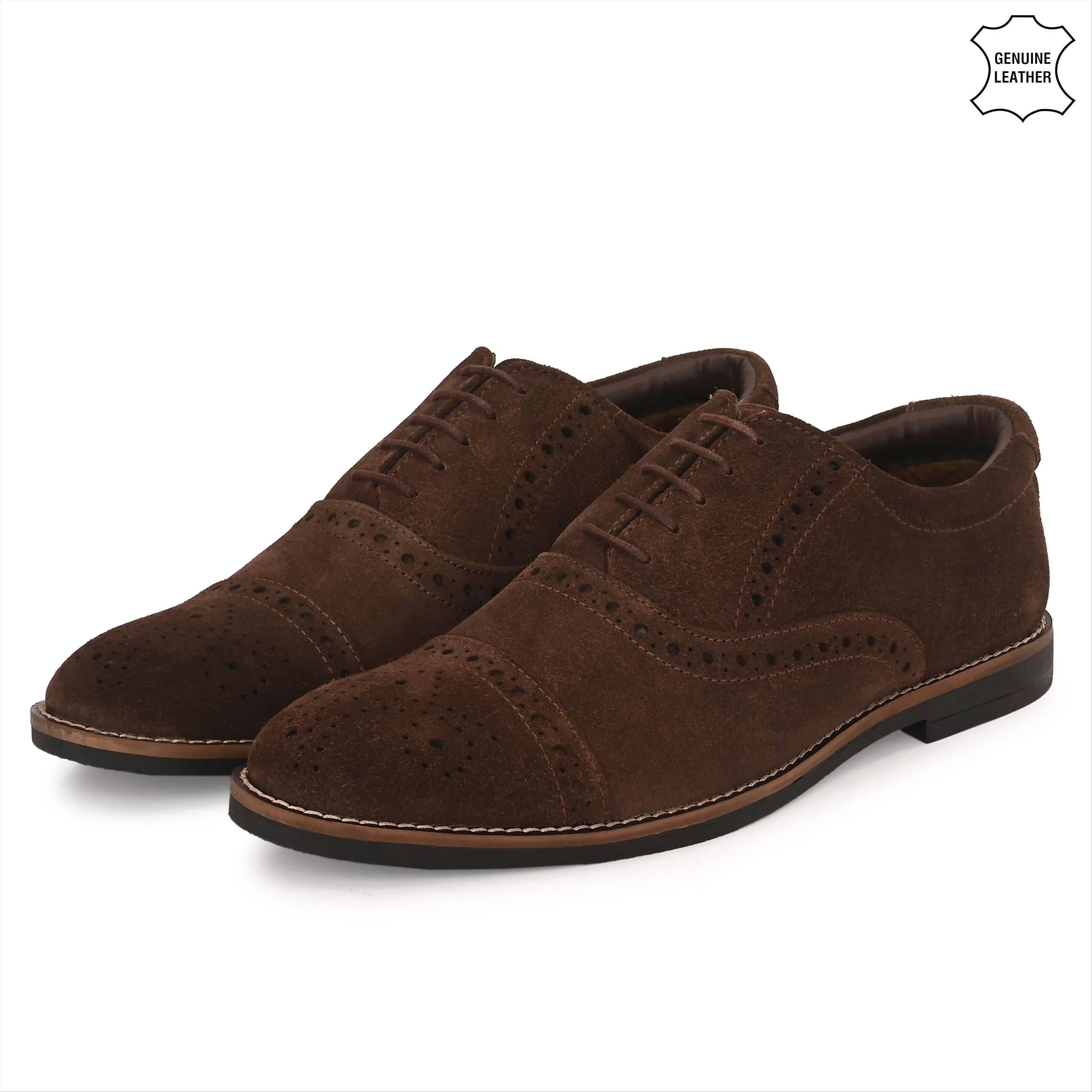 Peerless Suede Leather Brogue Derby Lace Ups