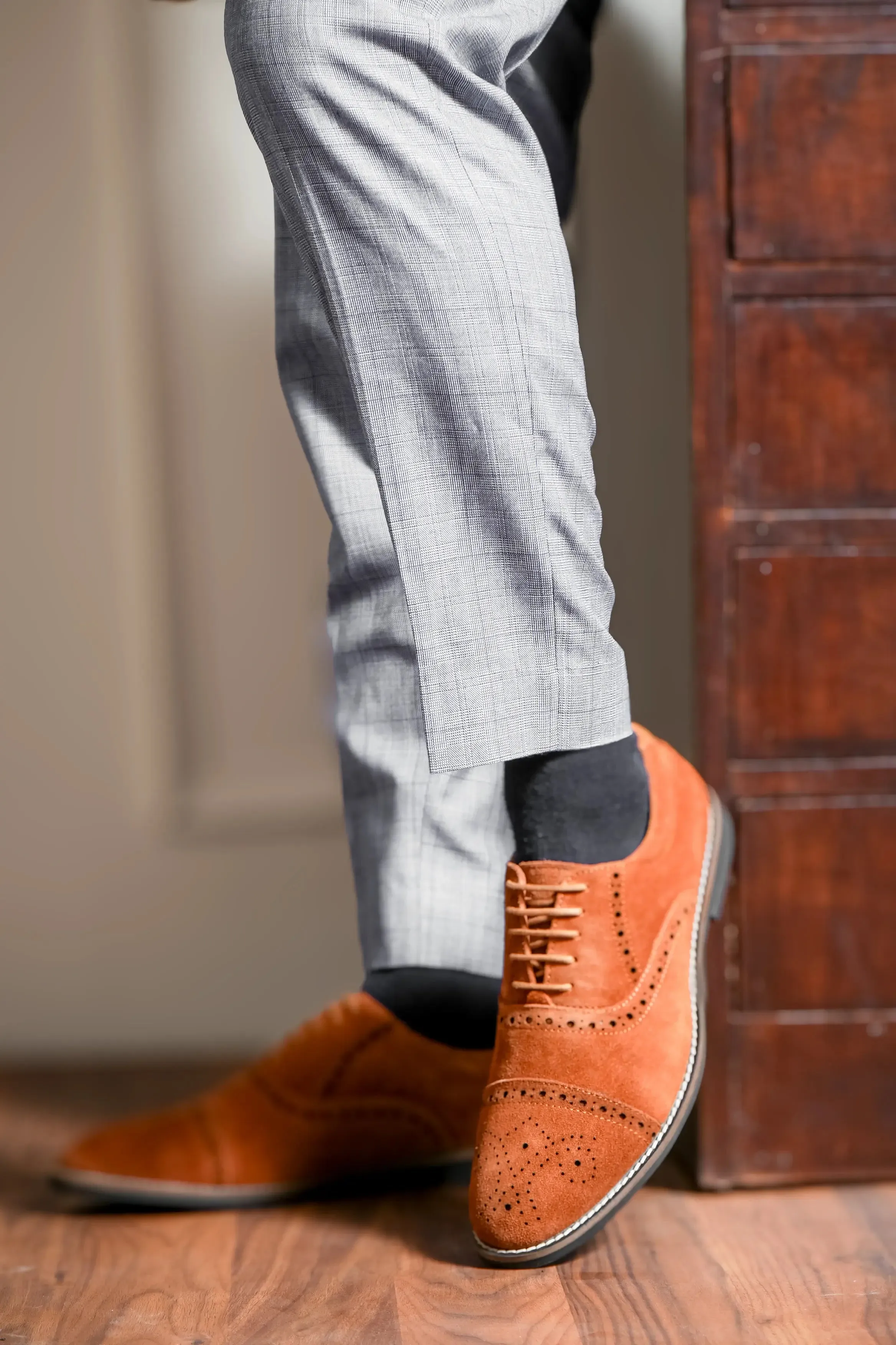 Peerless Suede Leather Brogue Derby Lace Ups