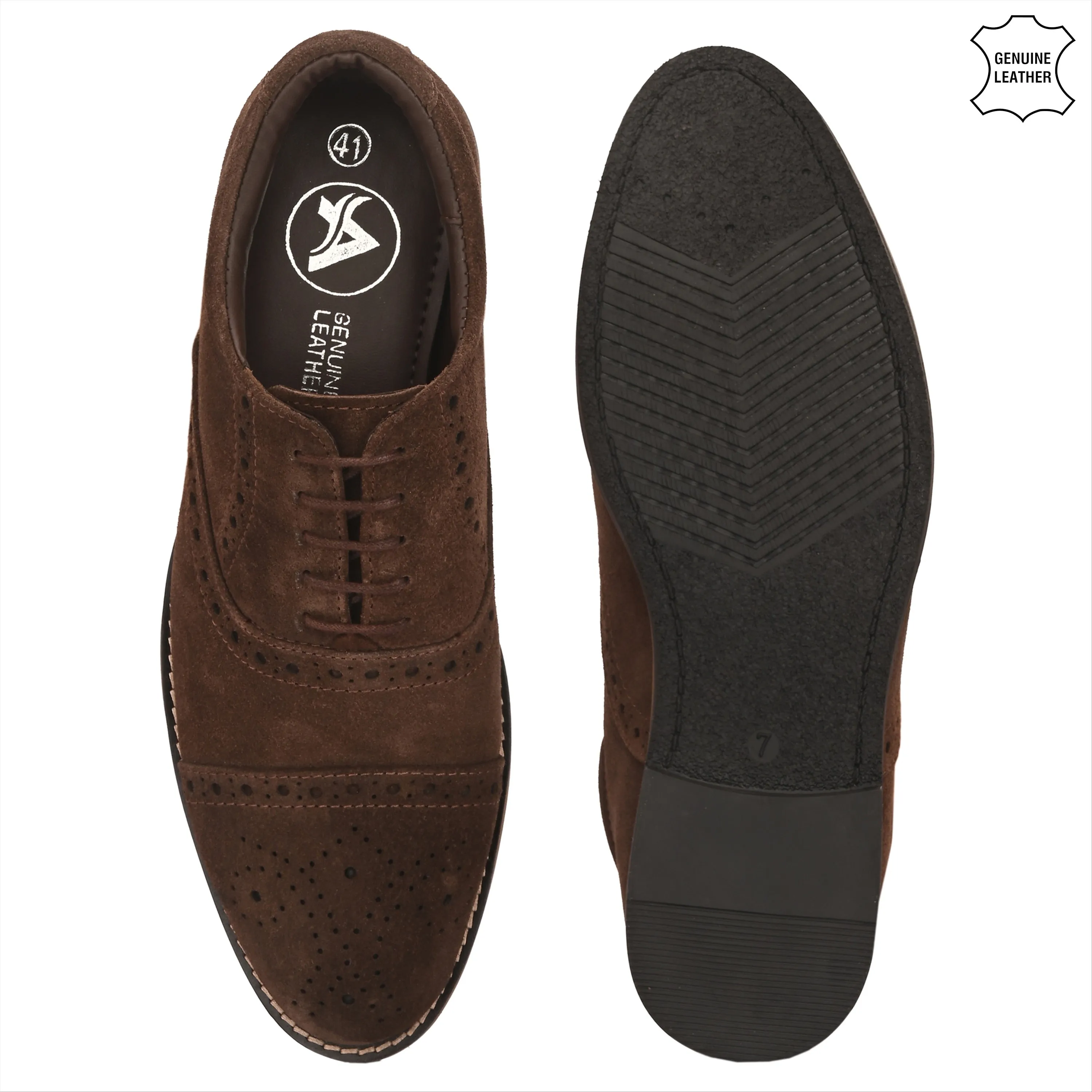 Peerless Suede Leather Brogue Derby Lace Ups