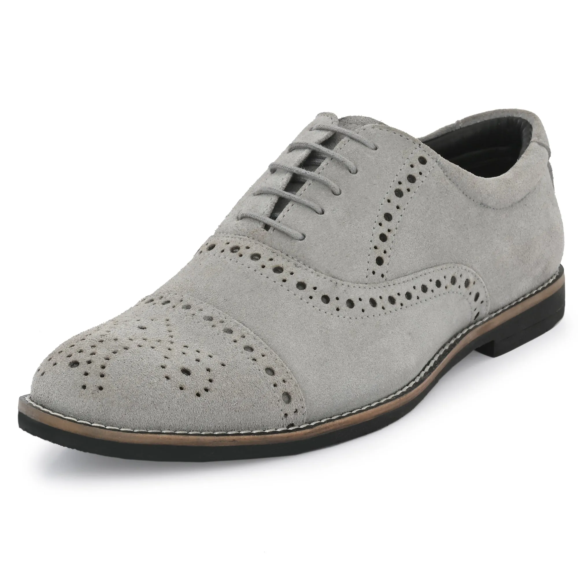 Peerless Suede Leather Brogue Derby Lace Ups