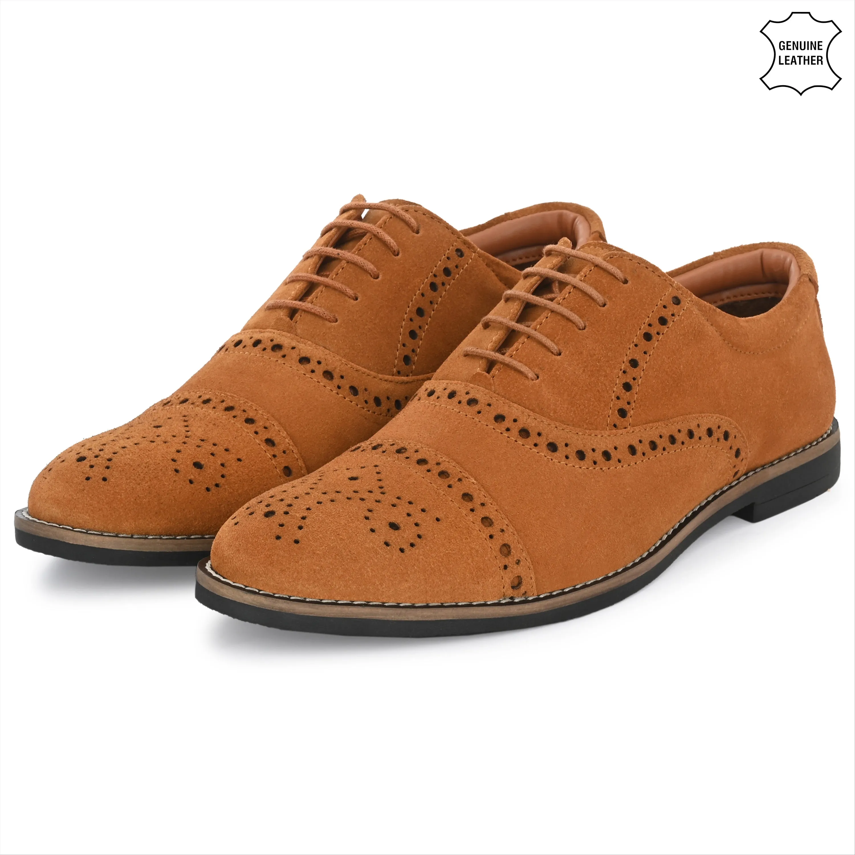 Peerless Suede Leather Brogue Derby Lace Ups