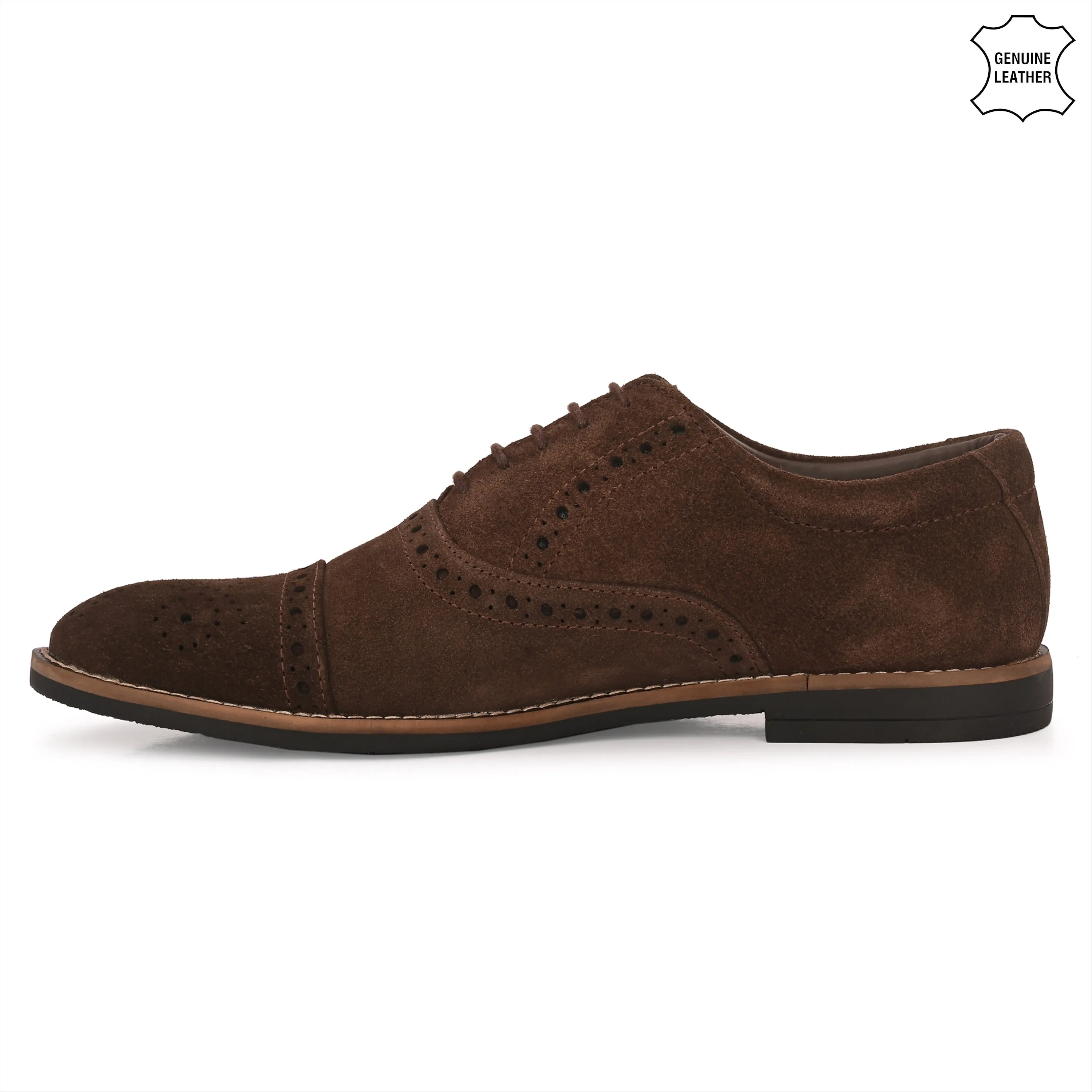 Peerless Suede Leather Brogue Derby Lace Ups
