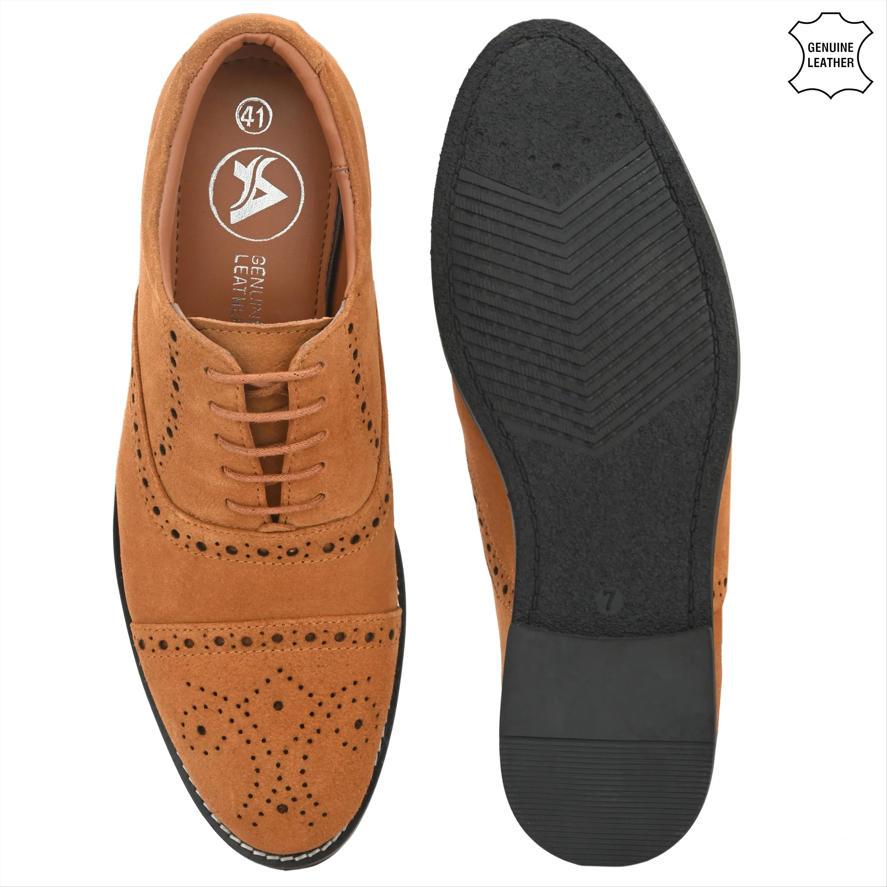 Peerless Suede Leather Brogue Derby Lace Ups