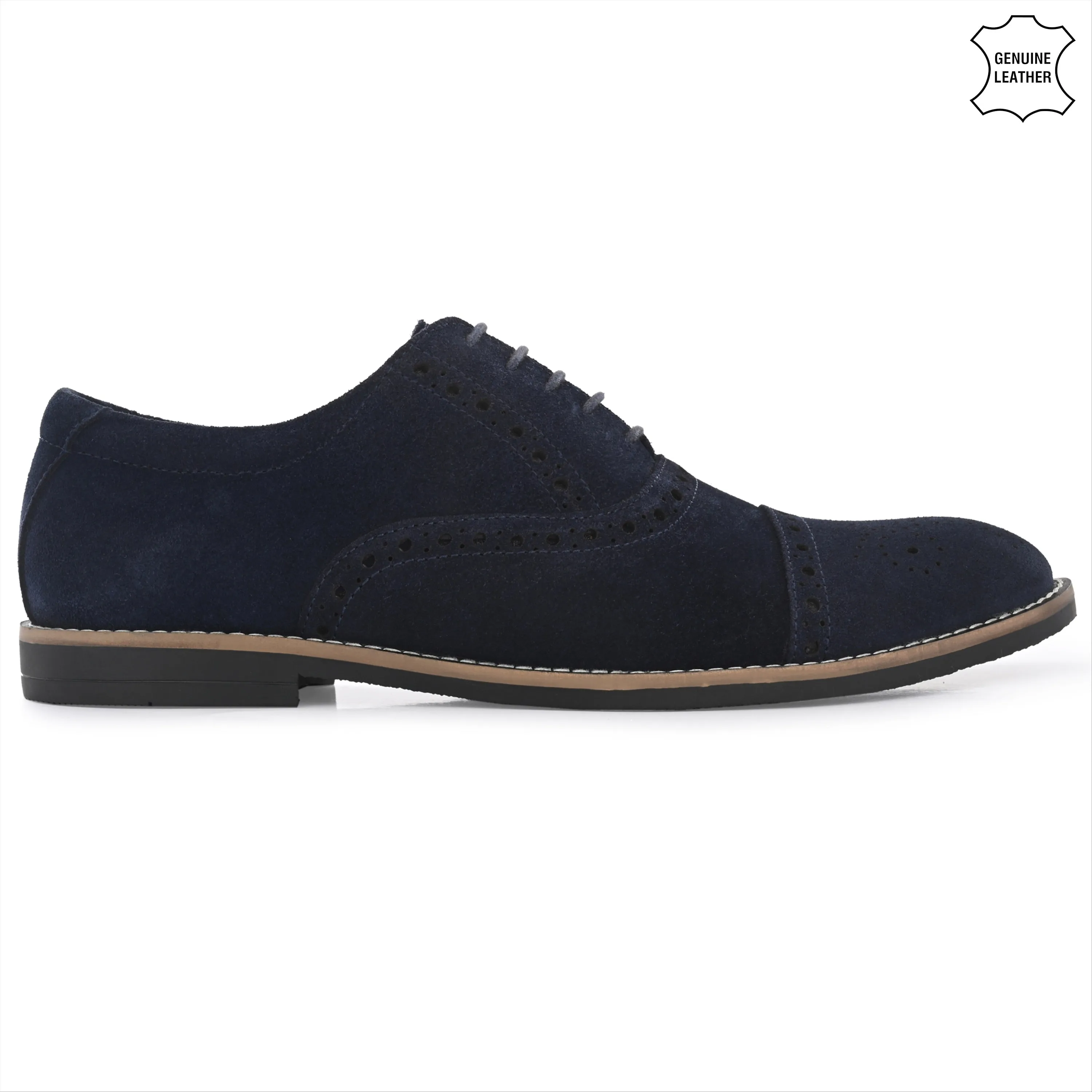 Peerless Suede Leather Brogue Derby Lace Ups