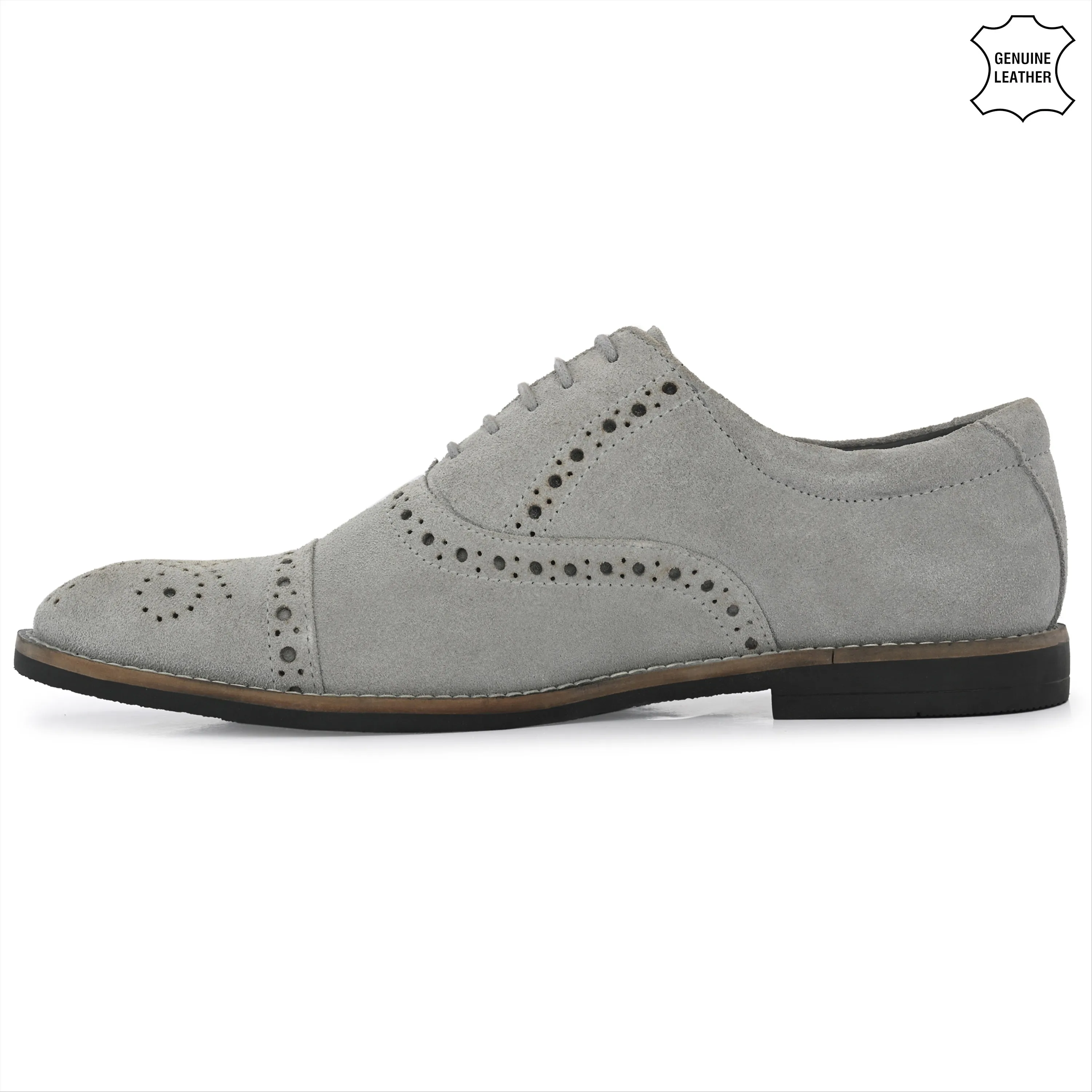 Peerless Suede Leather Brogue Derby Lace Ups
