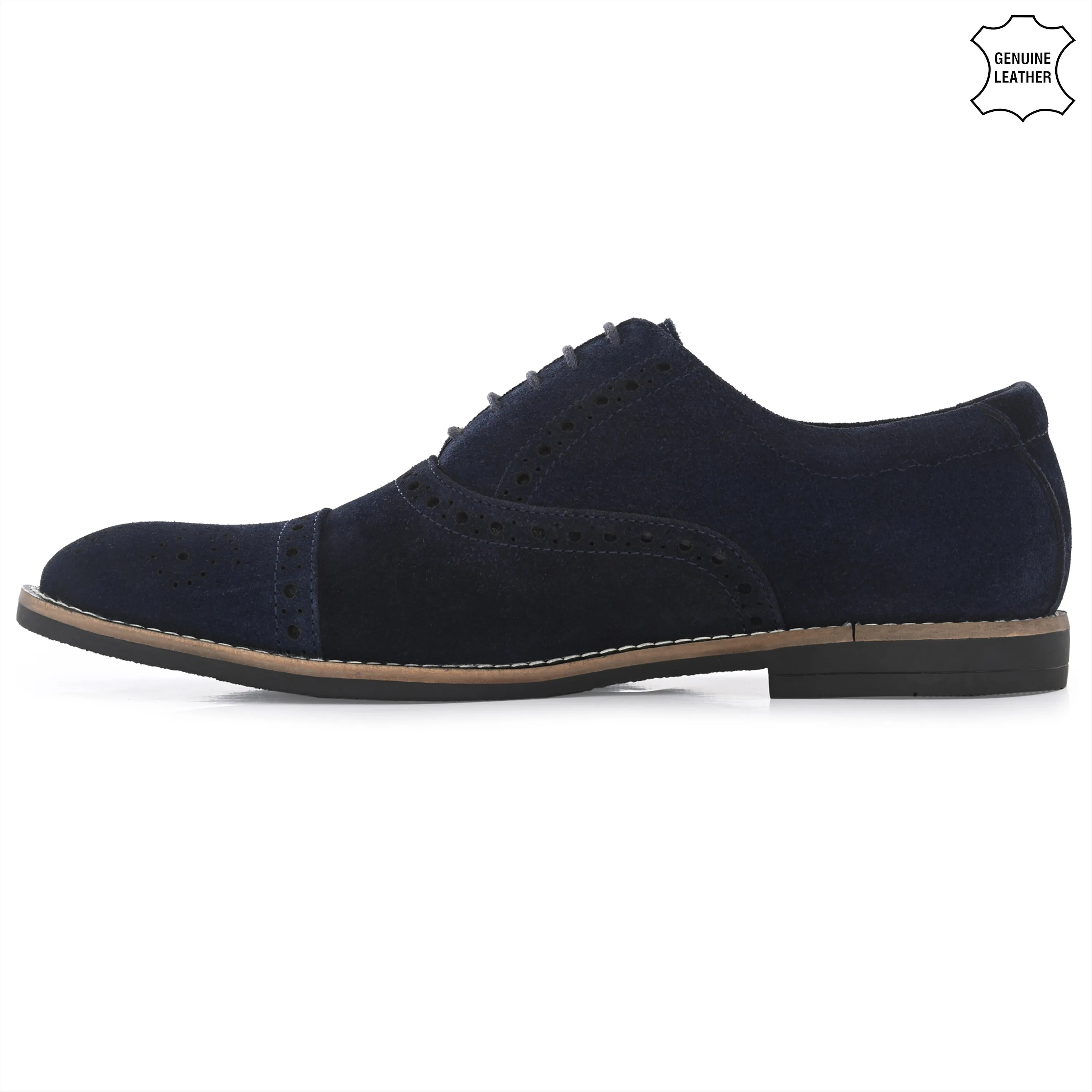 Peerless Suede Leather Brogue Derby Lace Ups
