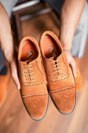 Peerless Suede Leather Brogue Derby Lace Ups