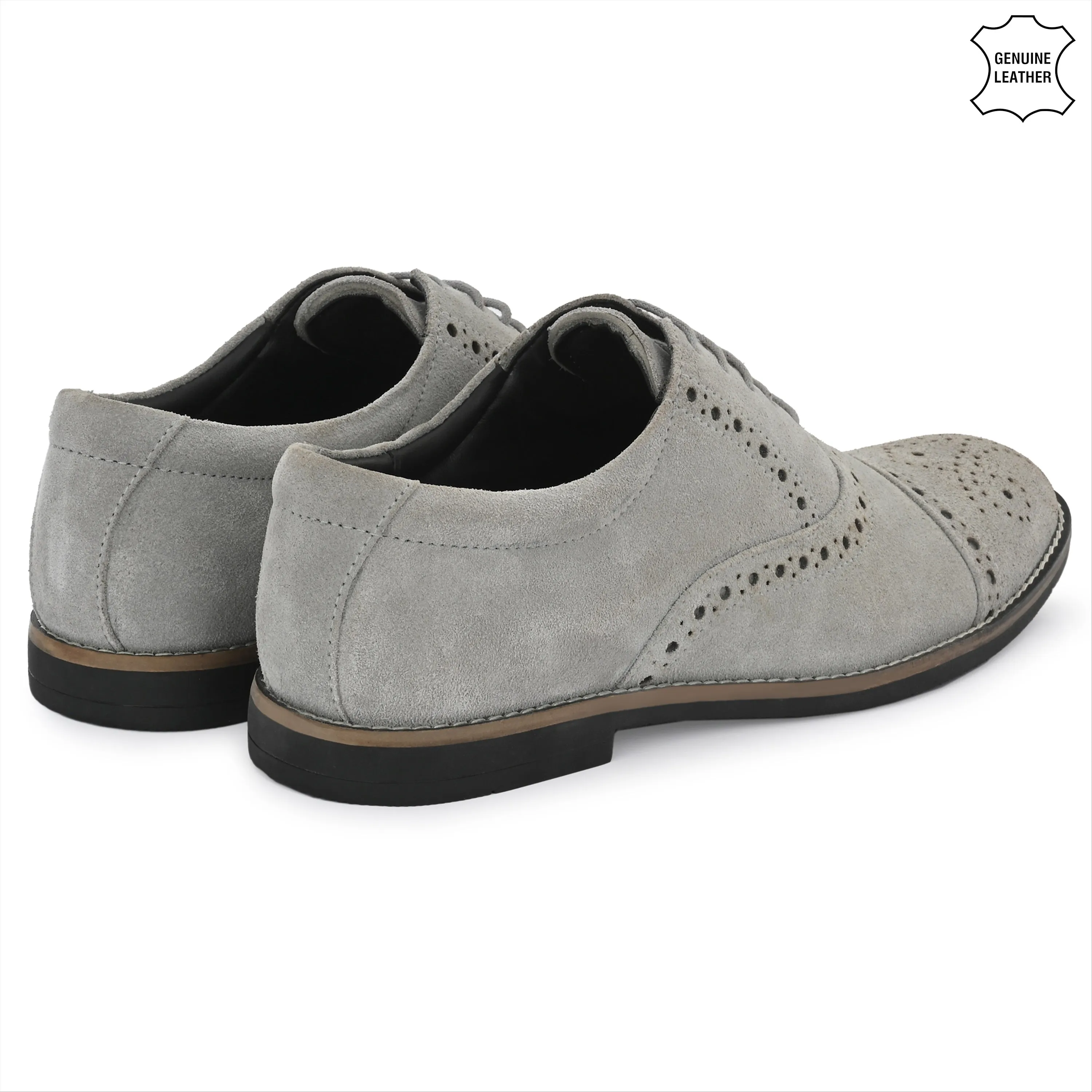 Peerless Suede Leather Brogue Derby Lace Ups