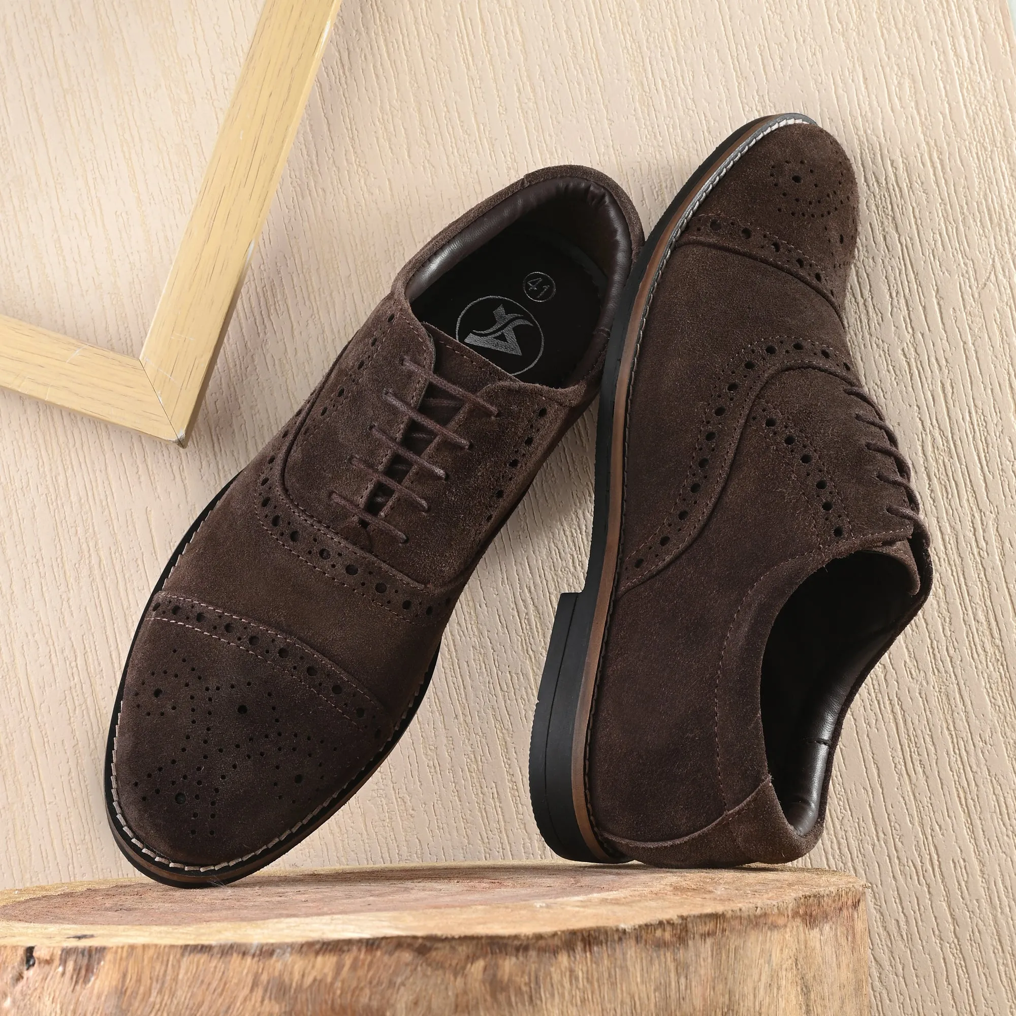 Peerless Suede Leather Brogue Derby Lace Ups
