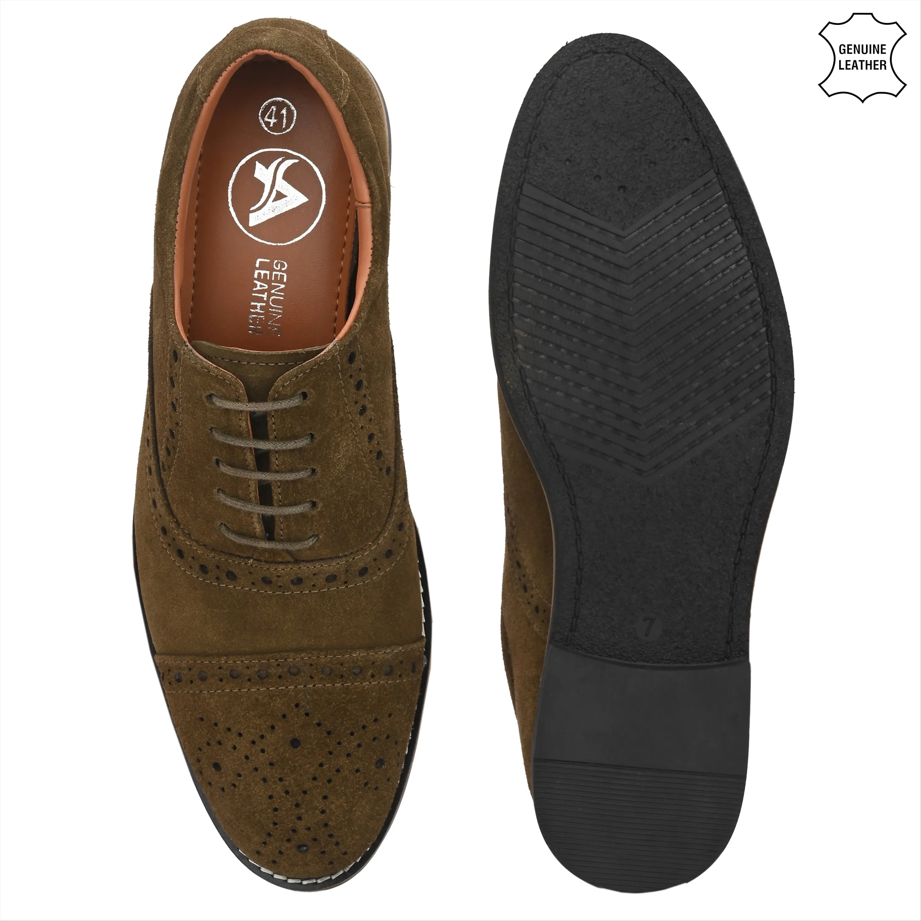 Peerless Suede Leather Brogue Derby Lace Ups